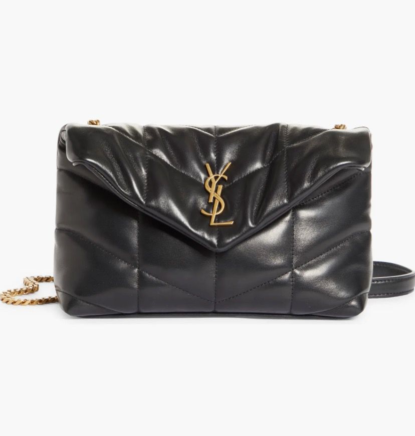 YSL Style Loulou Puffer Crossbody Black / Gold detail 2