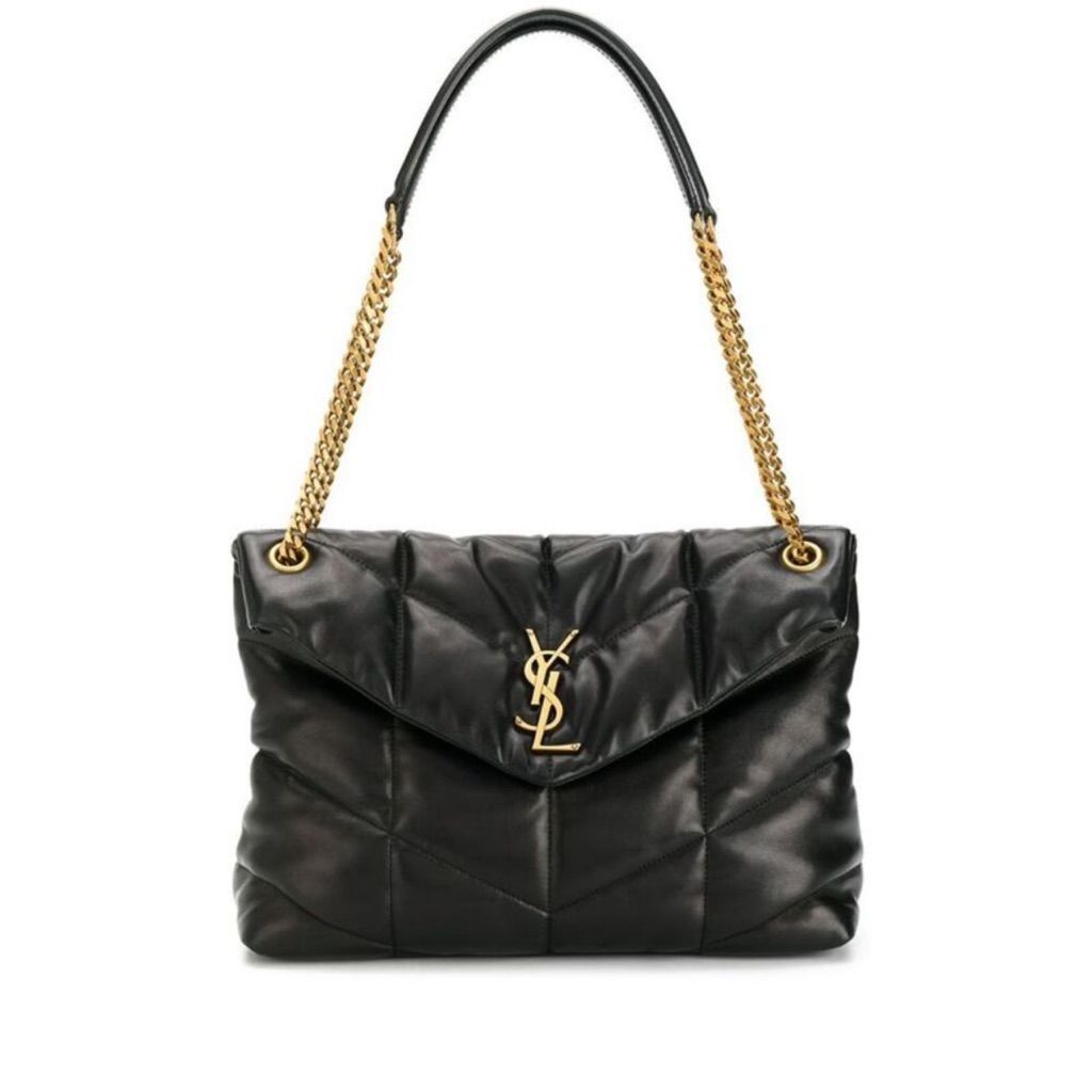 YSL Style Loulou Puffer Crossbody Black / Gold detail 4