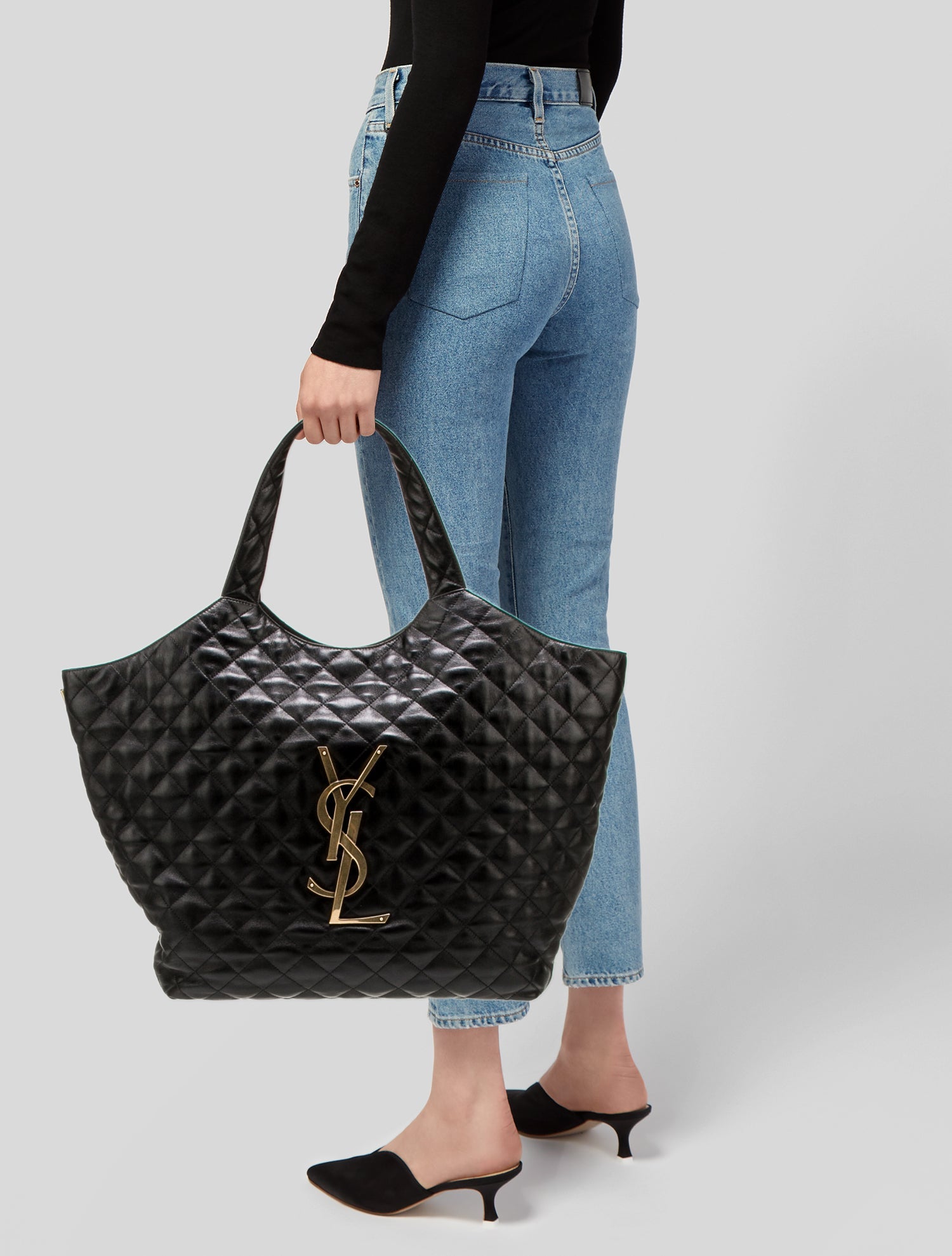 YSL Style Monogram Tote 54 Fondant detail 2