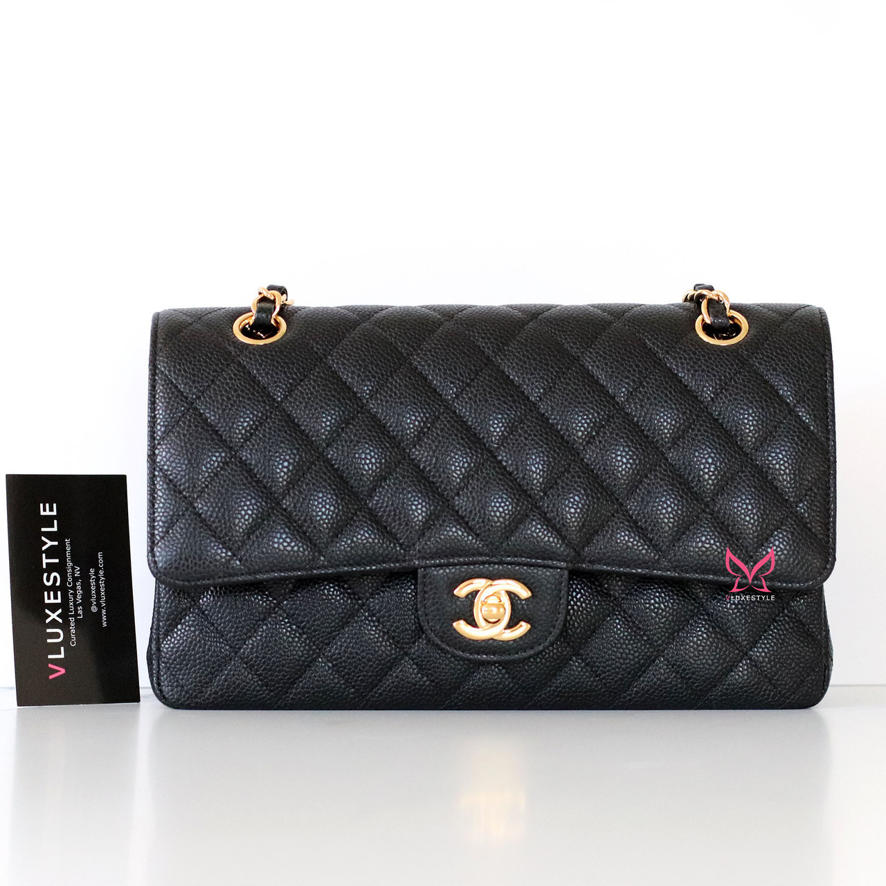 C Style Classic Flap Medium Caviar Black / Gold detail 2