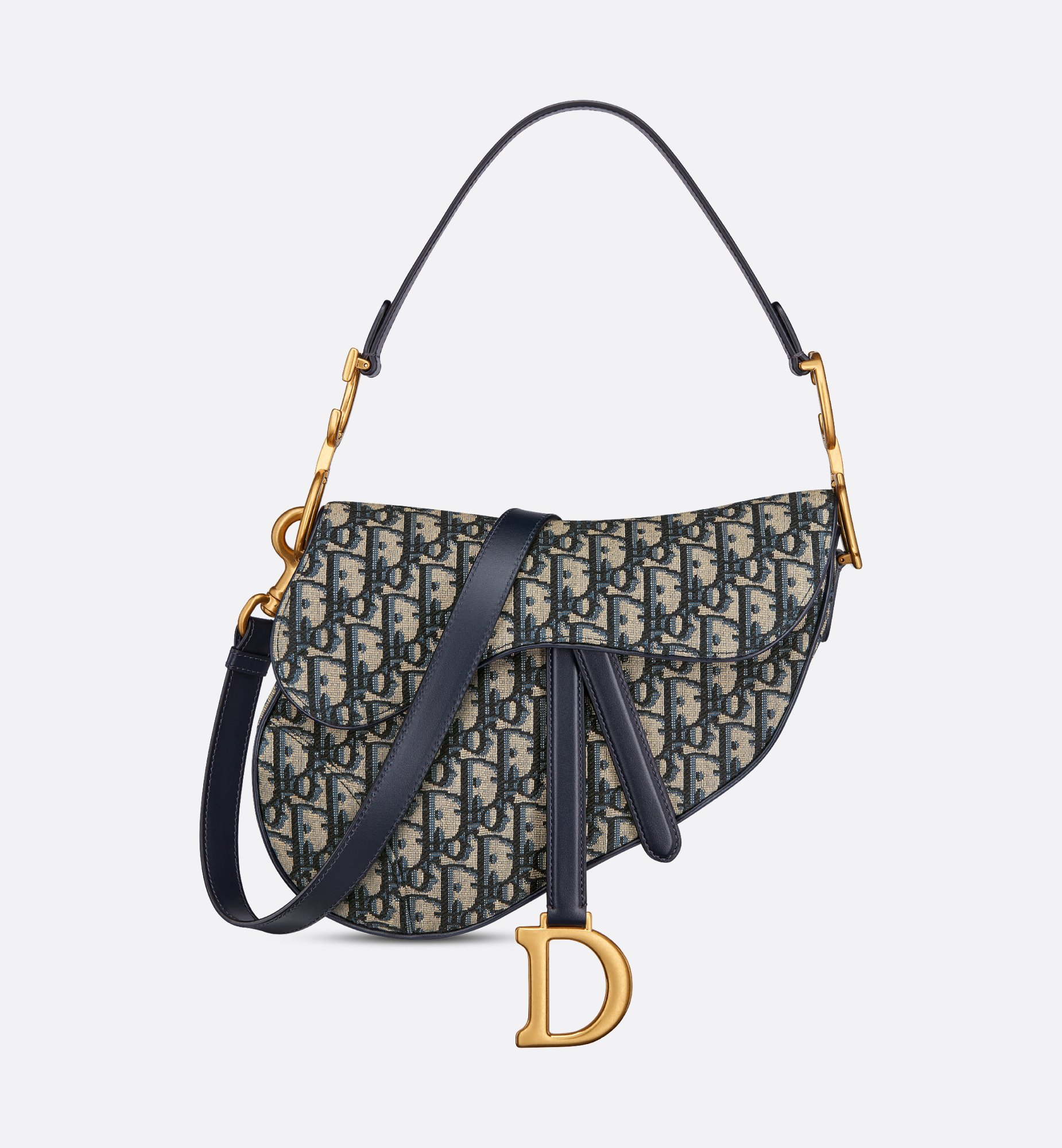 Dior Style Saddle Bag Oblique Blue detail 2