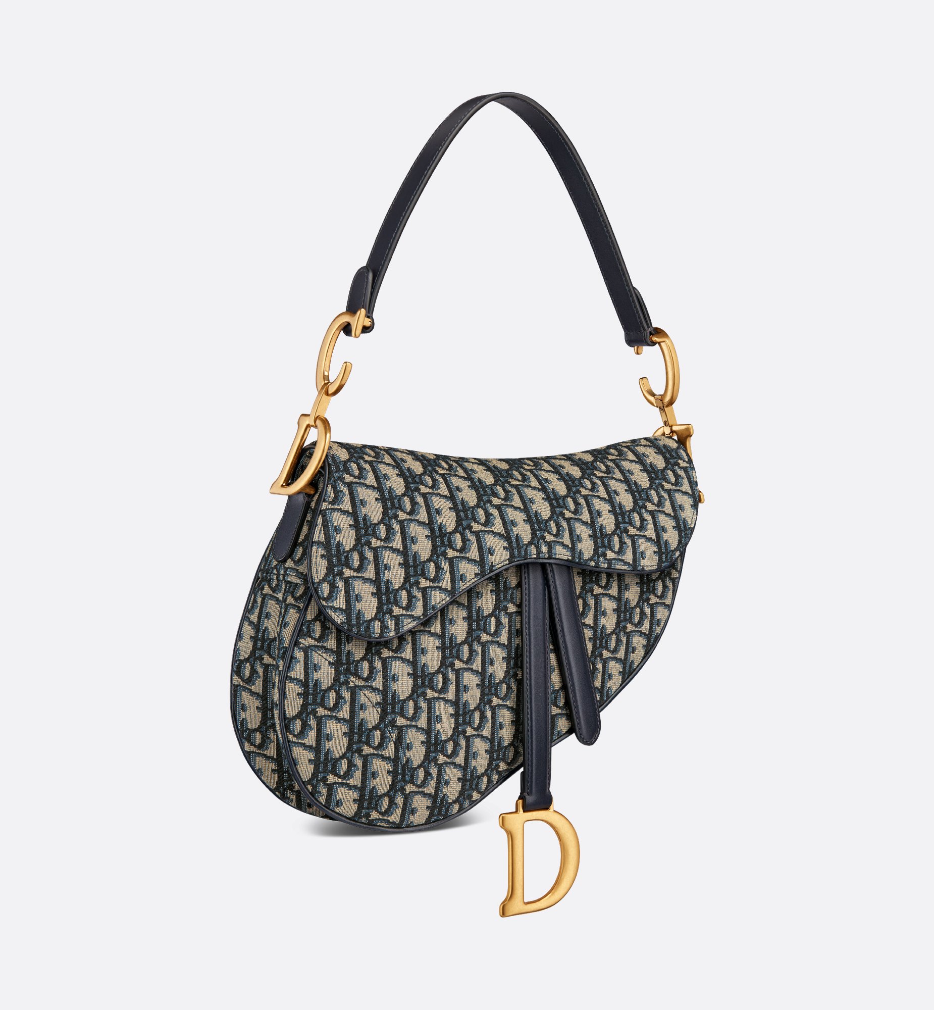 Dior Style Saddle Bag Oblique Blue detail 4