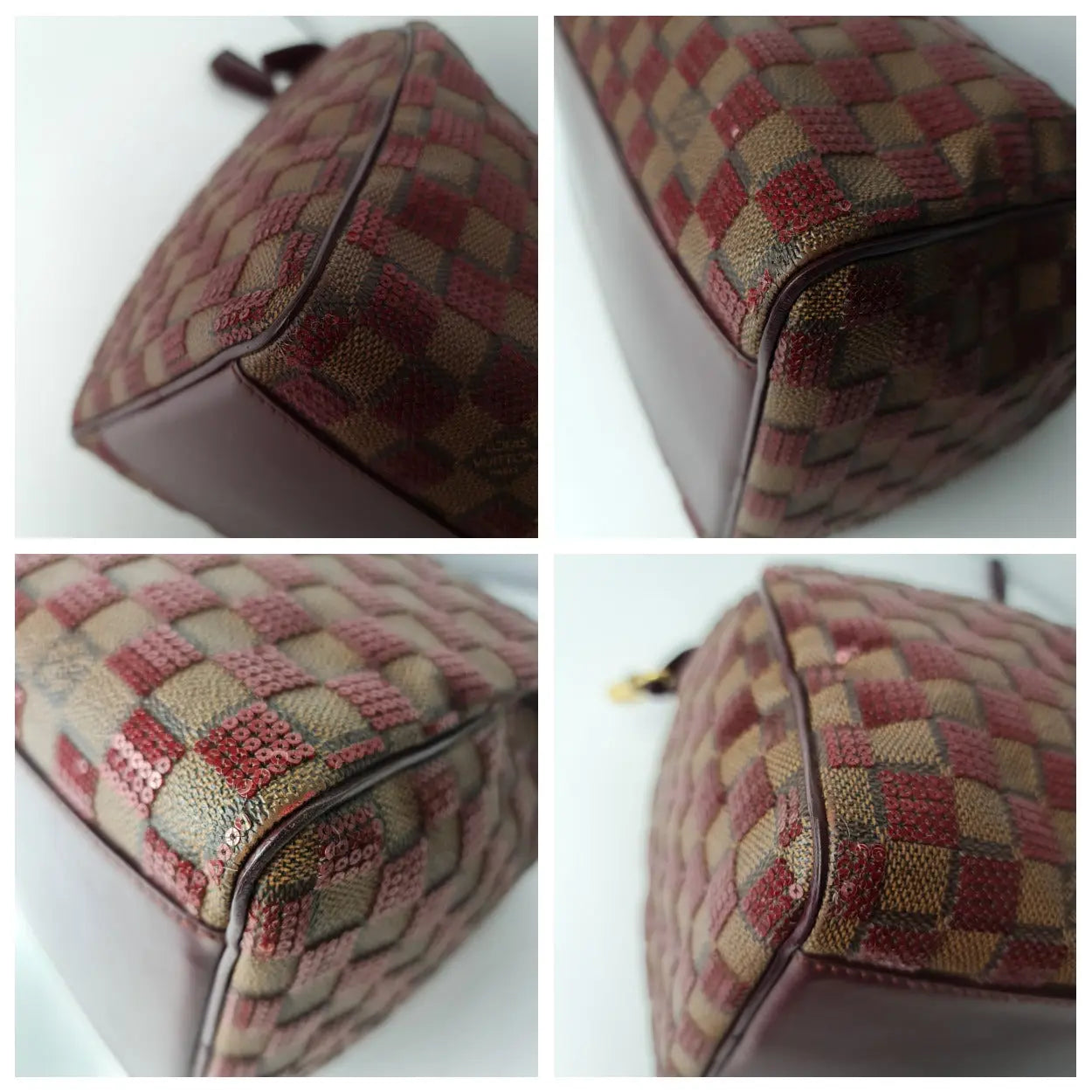 Goyard Style Damier Speedy 146 Bordeaux detail 4
