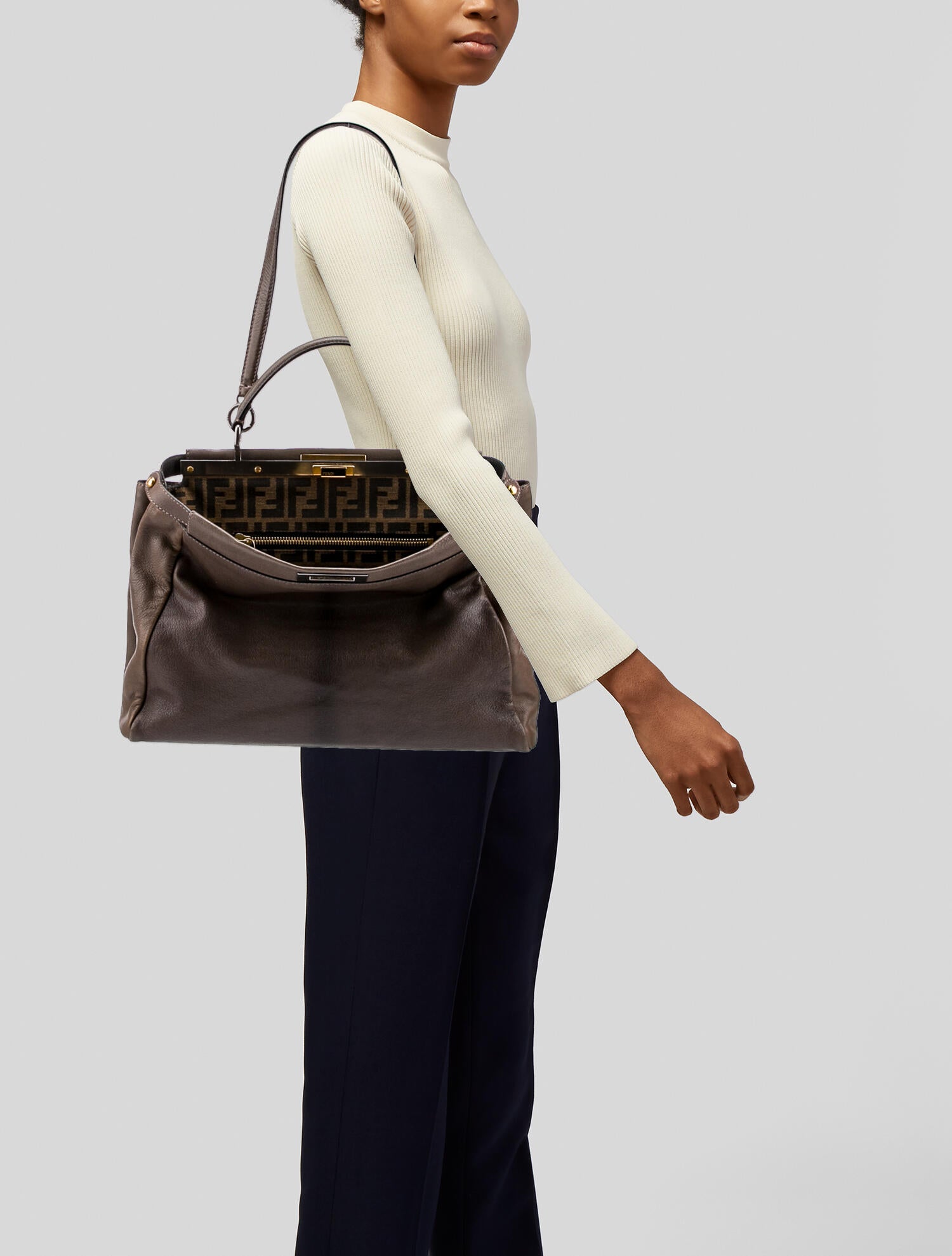 Fendi Style Peekaboo Iseeu 180 Brown Monogram detail 2