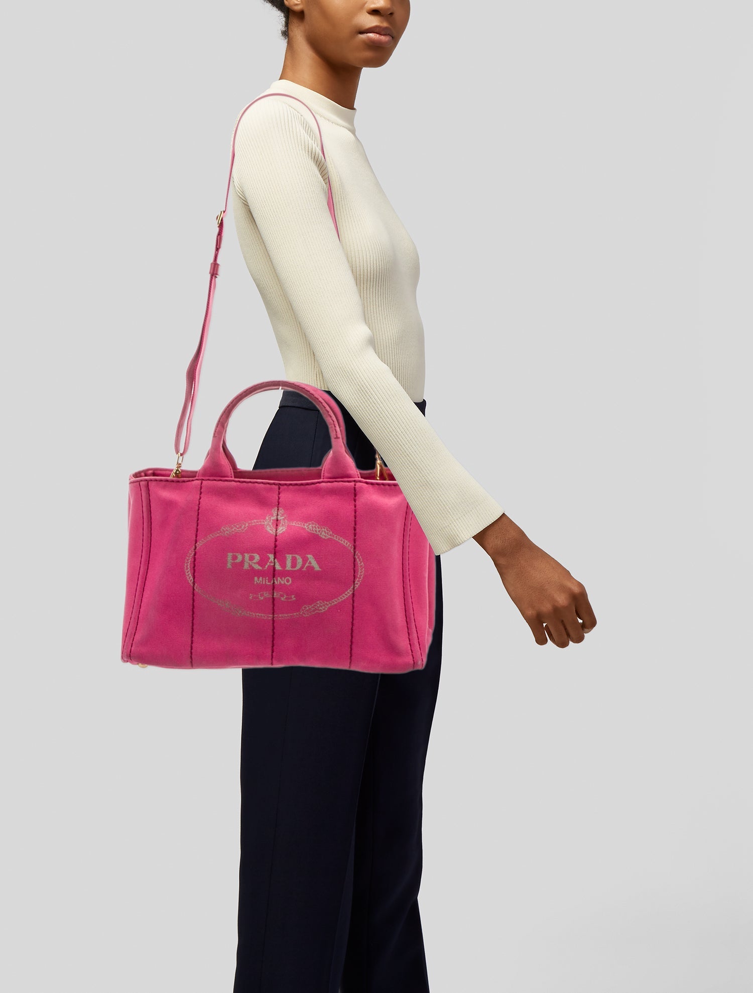 Prada Style Monogram Tote 188 Fondant detail 3