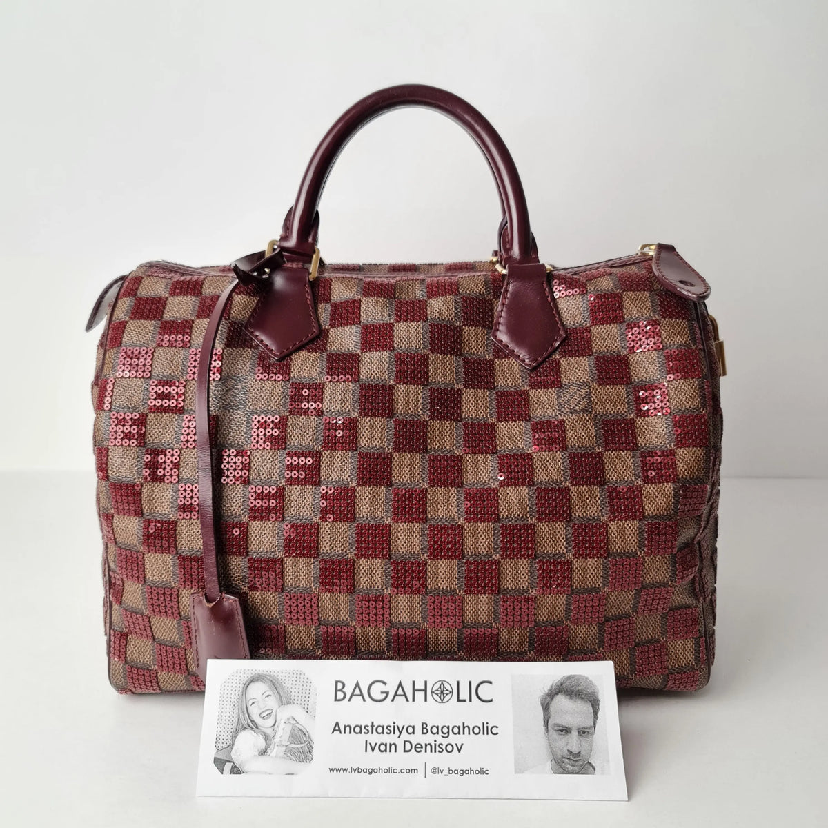 Gucci Style Damier Speedy 203 Bordeaux detail 3
