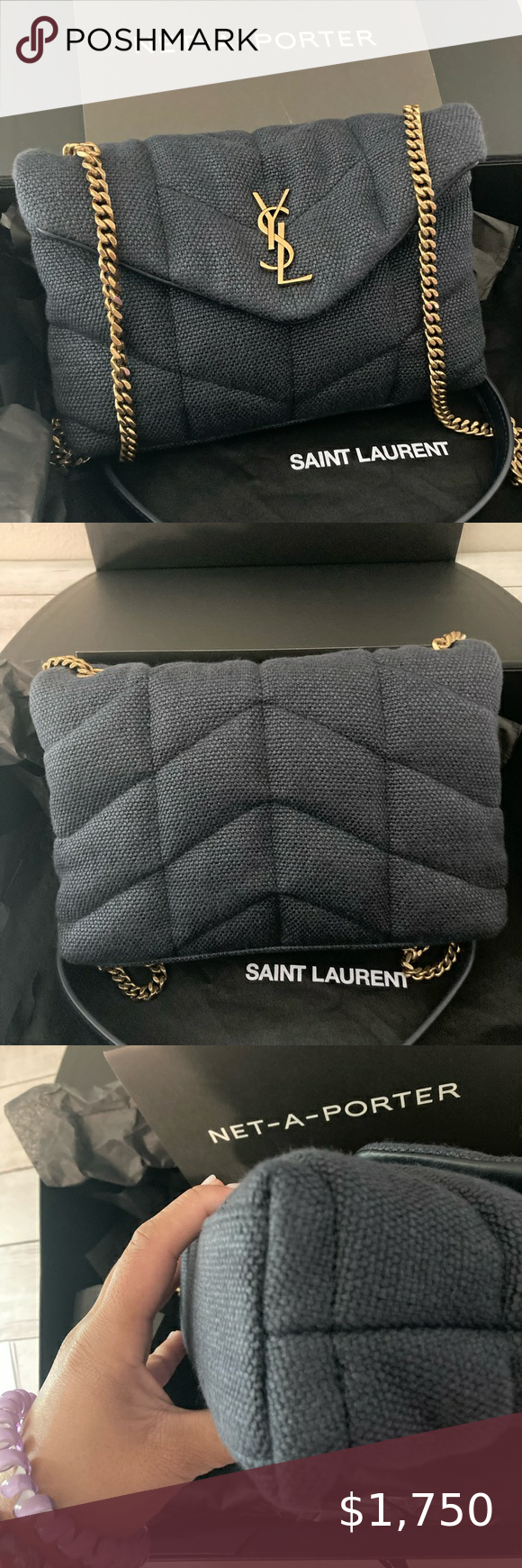 YSL Style Loulou Puffer 212 Bleu Nuit detail 4