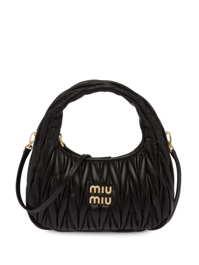 Miu Miu Style Wander Matelassé Hobo Nappa Black detail 3