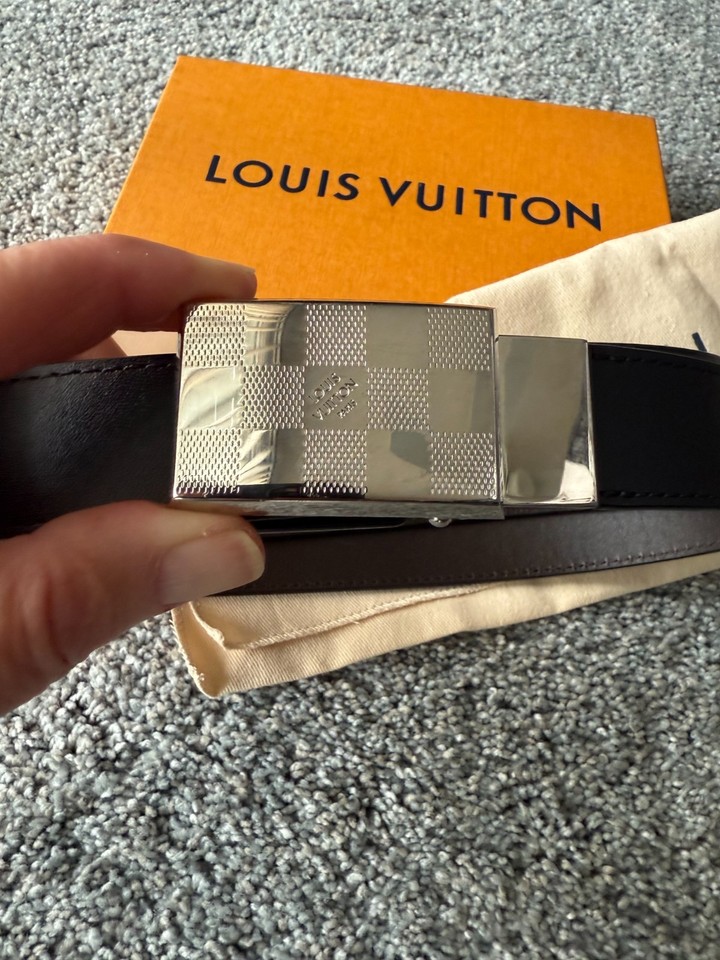 LV Style Intreccio Belt 26 Reversible Black/Brown detail 3
