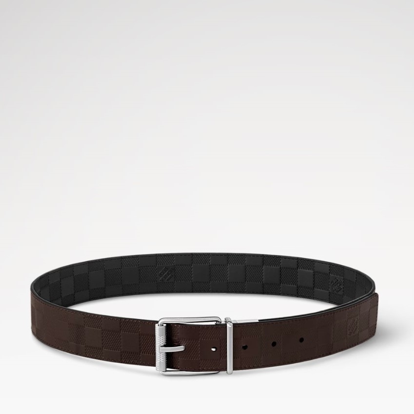 LV Style Intreccio Belt 26 Reversible Black/Brown detail 4