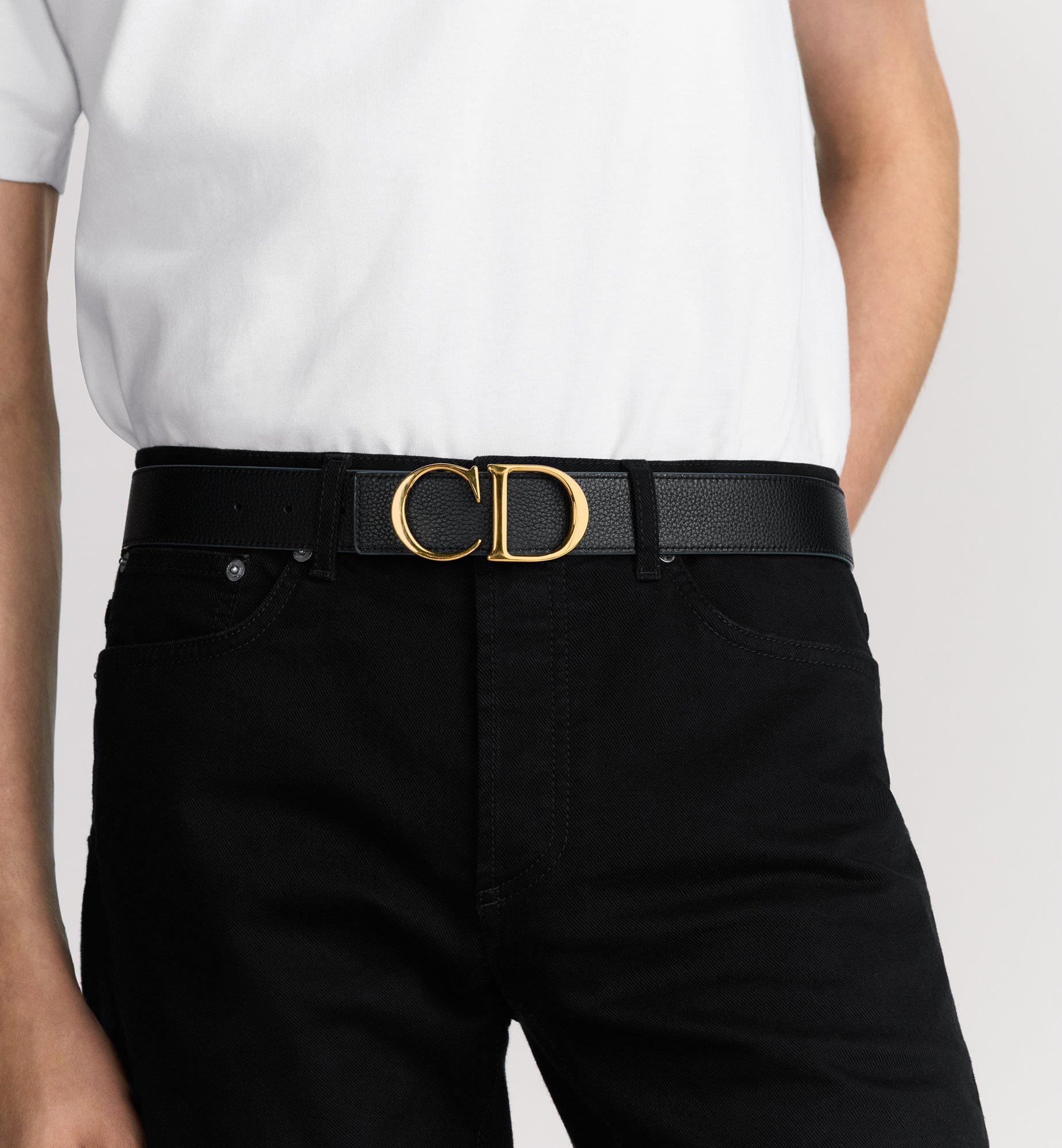 Dior Style H Buckle Belt 34 White detail 3