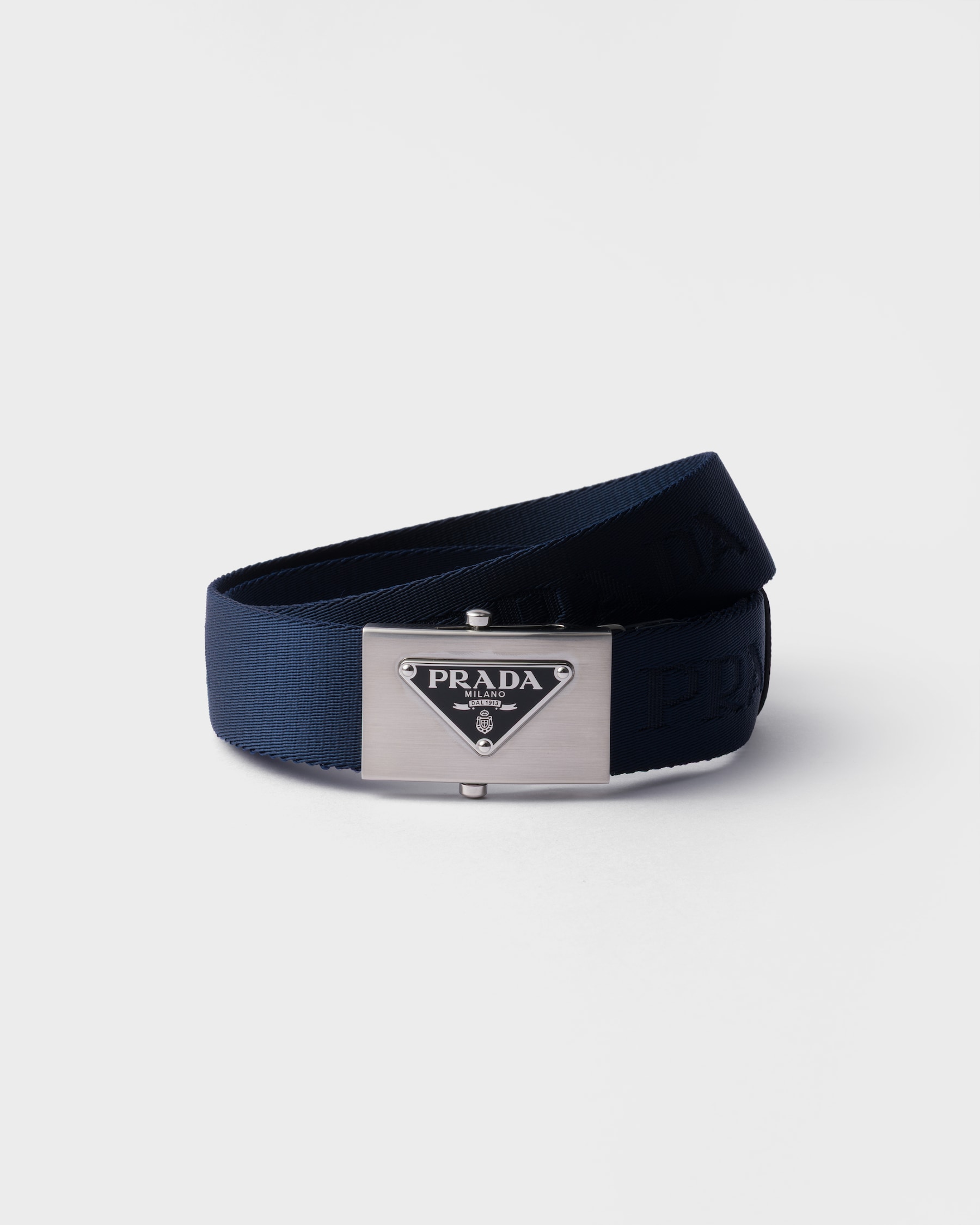 Prada Style Intreccio Belt 41 Navy detail 3