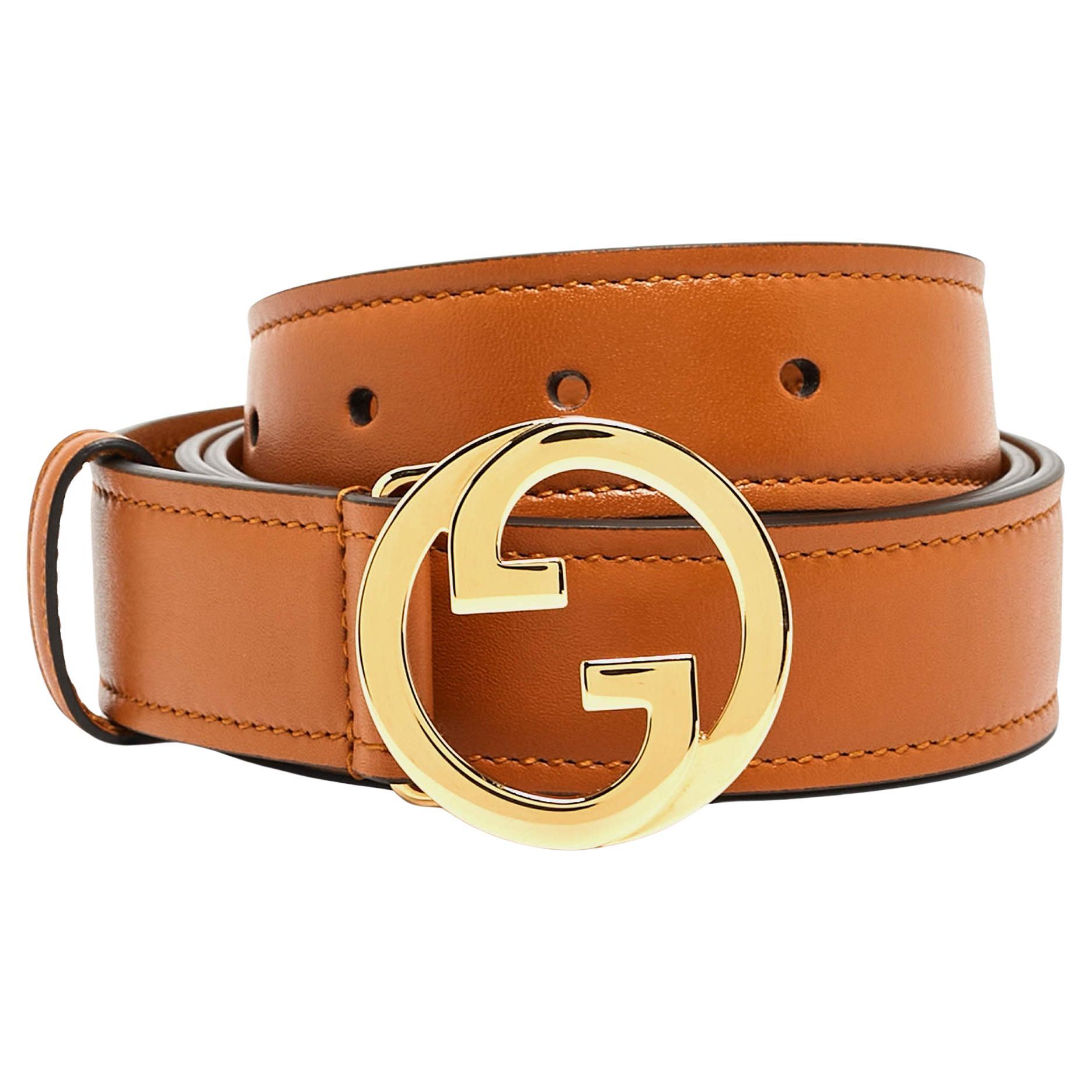 Gucci Style CD Buckle Belt 42 Tan detail 2