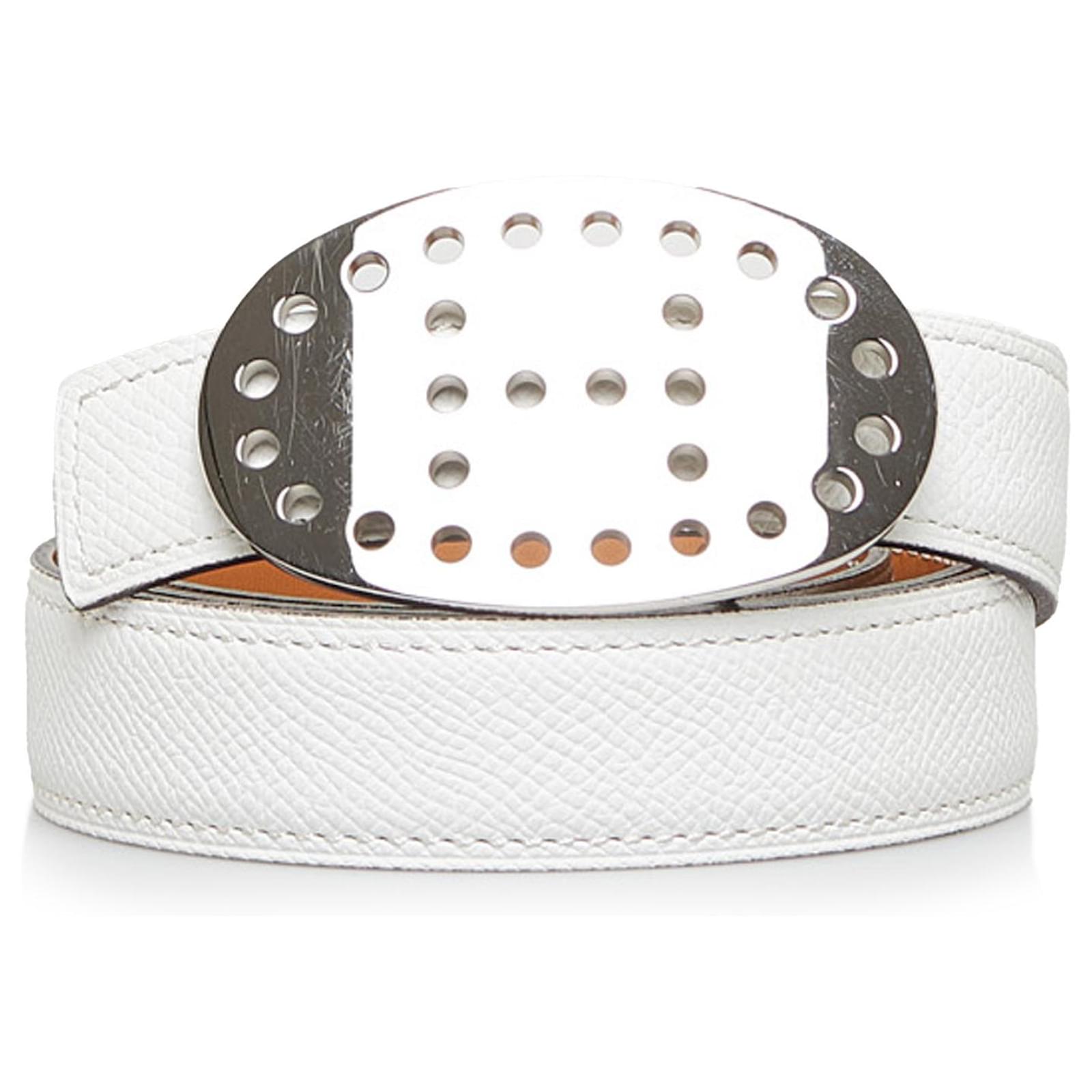 Hermes Style Initials Reversible Belt 44 White detail 3