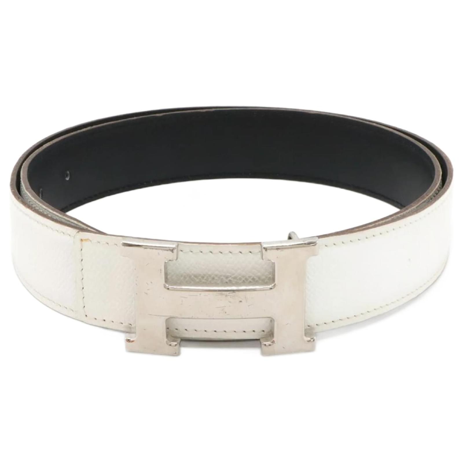 Hermes Style Initials Reversible Belt 44 White detail 4