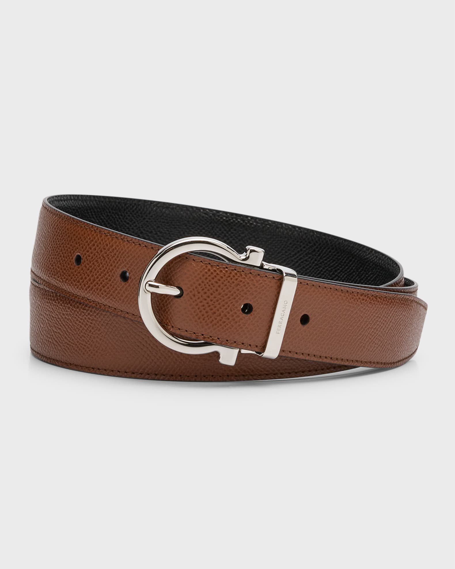Ferragamo Style GG Buckle Belt 49 Brown detail 3