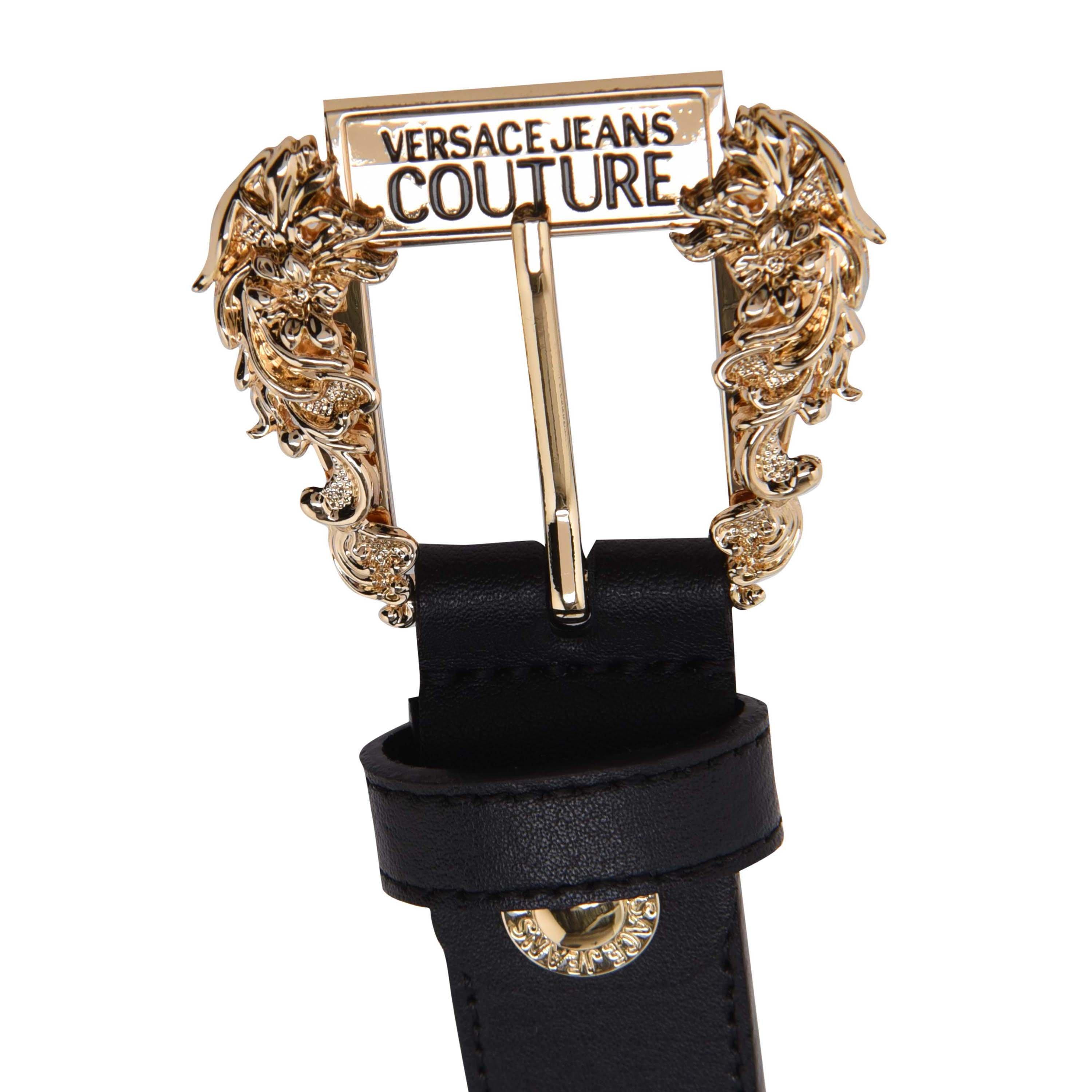 Versace Style Roller Buckle Belt 53 Navy detail 4