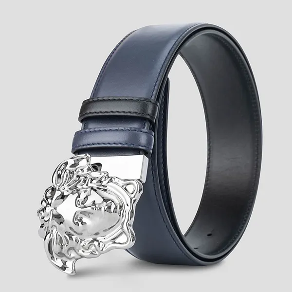 Bottega Style Medusa Belt 56 Navy detail 4