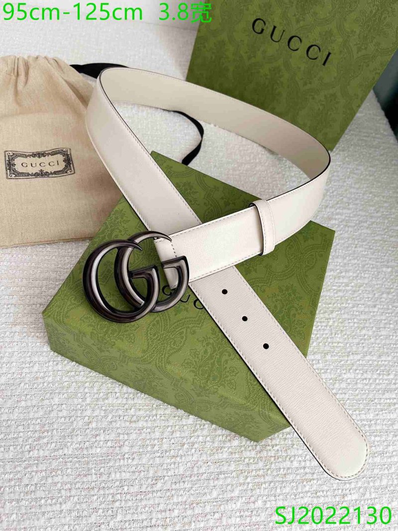 Gucci Style Roller Buckle Belt 58 White detail 3