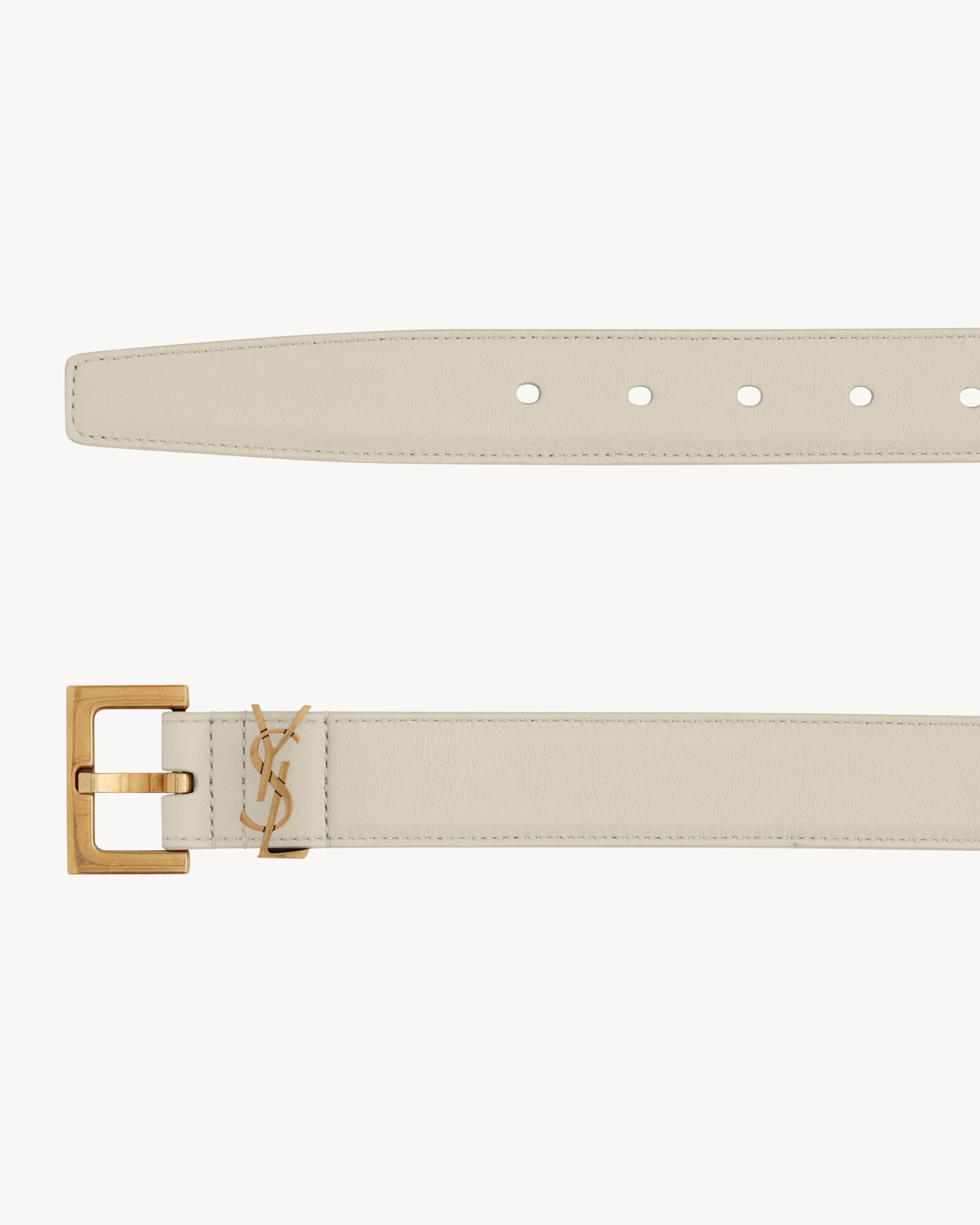 YSL Style Logo Plaque Belt 60 White detail 4