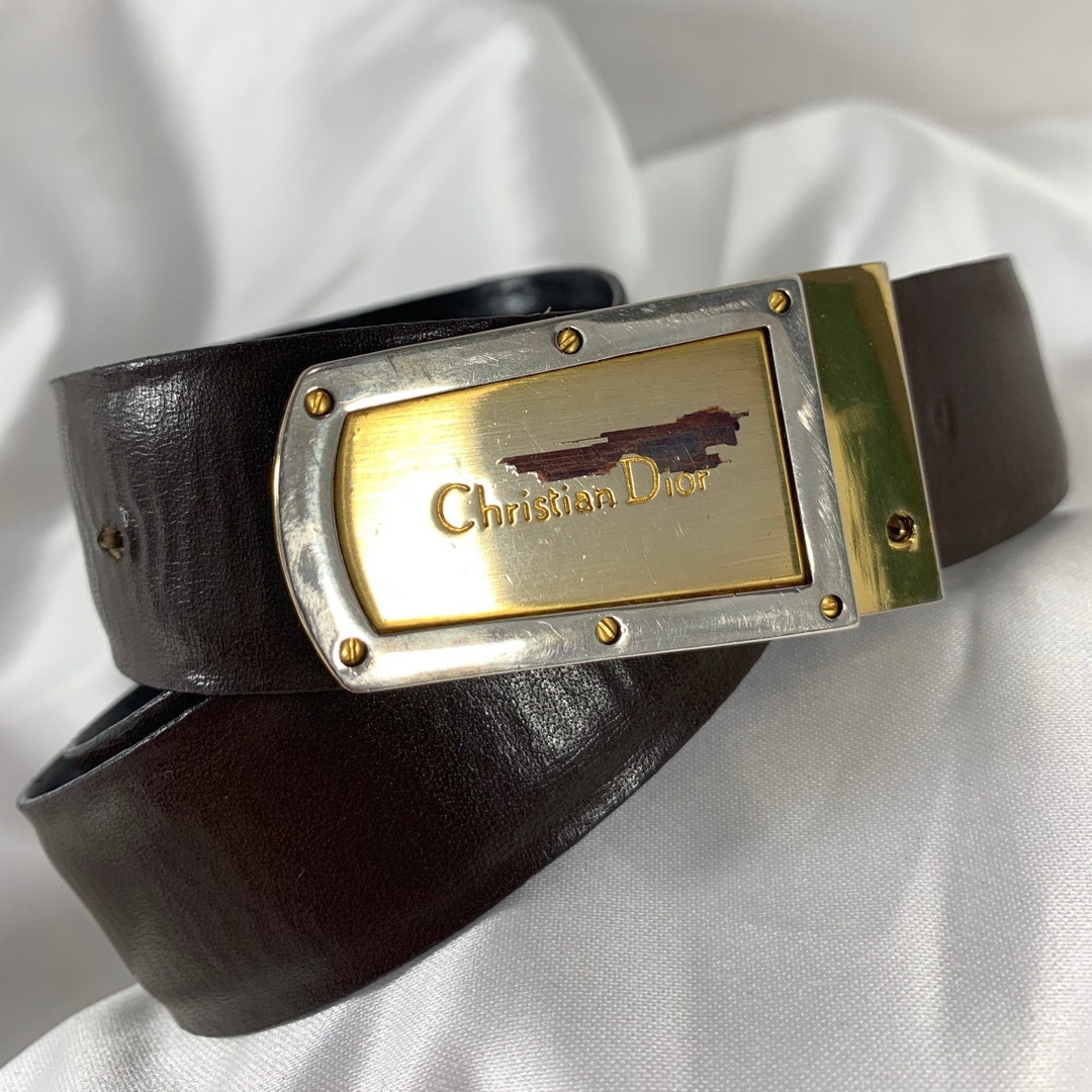 Dior Style GG Buckle Belt 63 Reversible Black/Brown detail 2