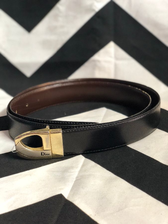 Dior Style GG Buckle Belt 63 Reversible Black/Brown detail 4