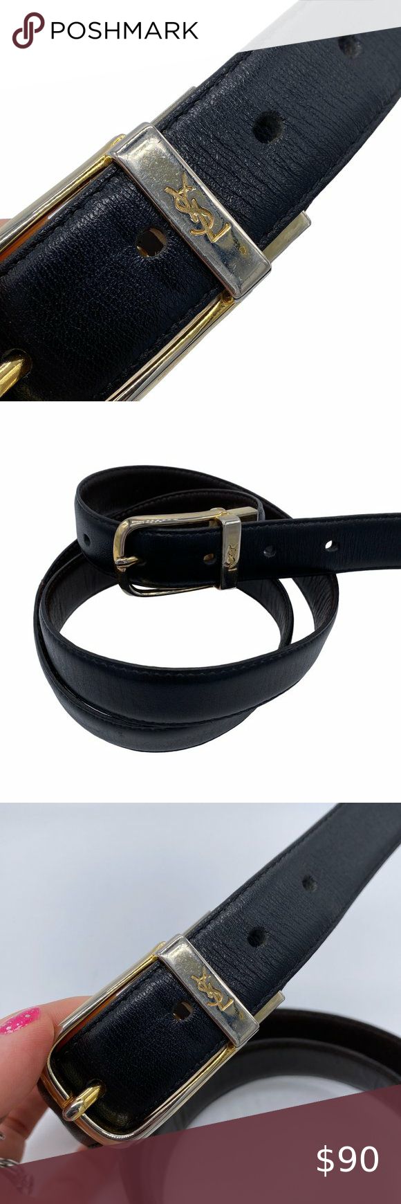 YSL Style H Buckle Belt 64 Reversible Black/Brown detail 4