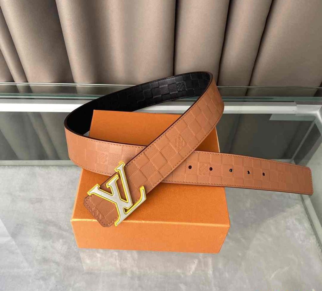 LV Style Chain Detail Belt 65 Tan detail 2