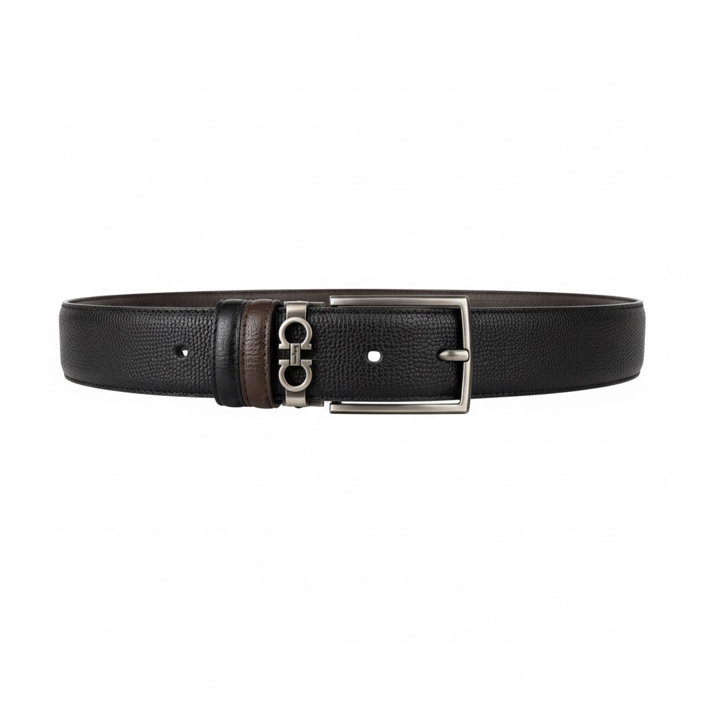 Ferragamo Style Gancini Reversible Black / Brown detail 3