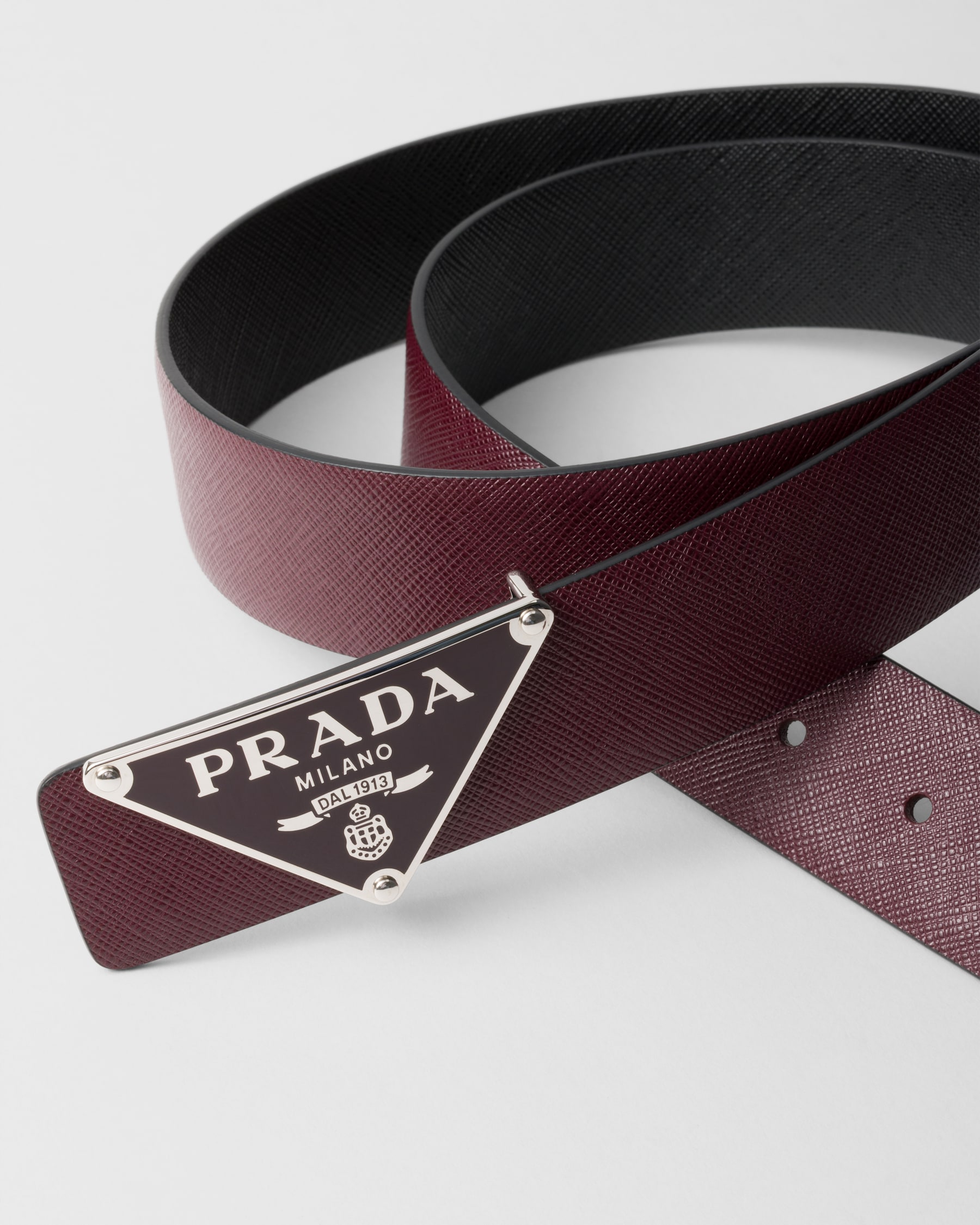 Prada Style Roller Buckle Belt 72 Bordeaux detail 2