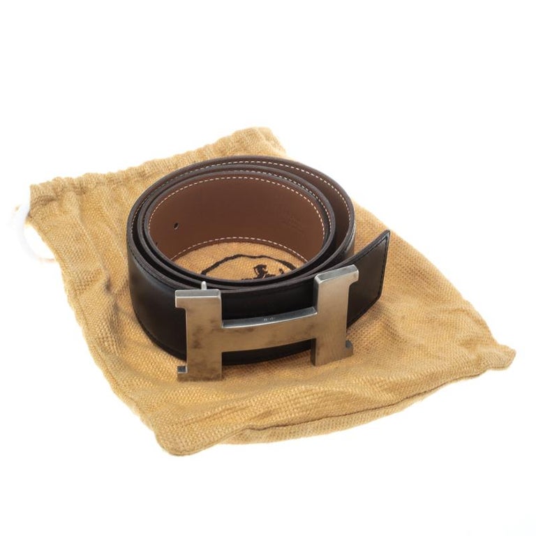 Hermes Style Initials Reversible Belt 75 Reversible Black/Brown detail 3