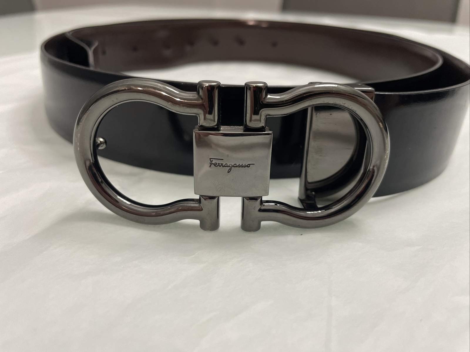 YSL Style Gancini Belt 77 Black detail 4