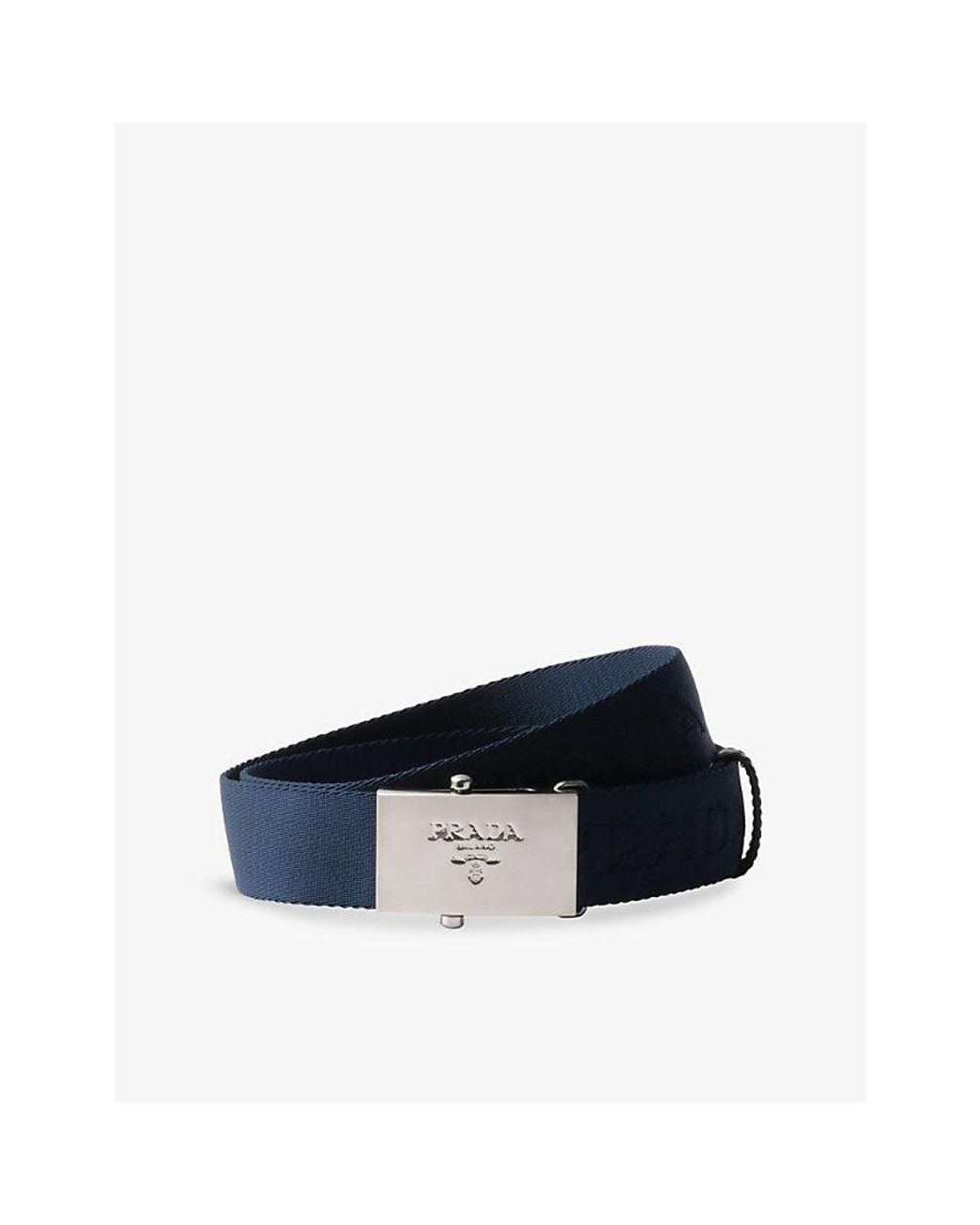 Prada Style Logo Plaque Belt 78 Navy detail 2