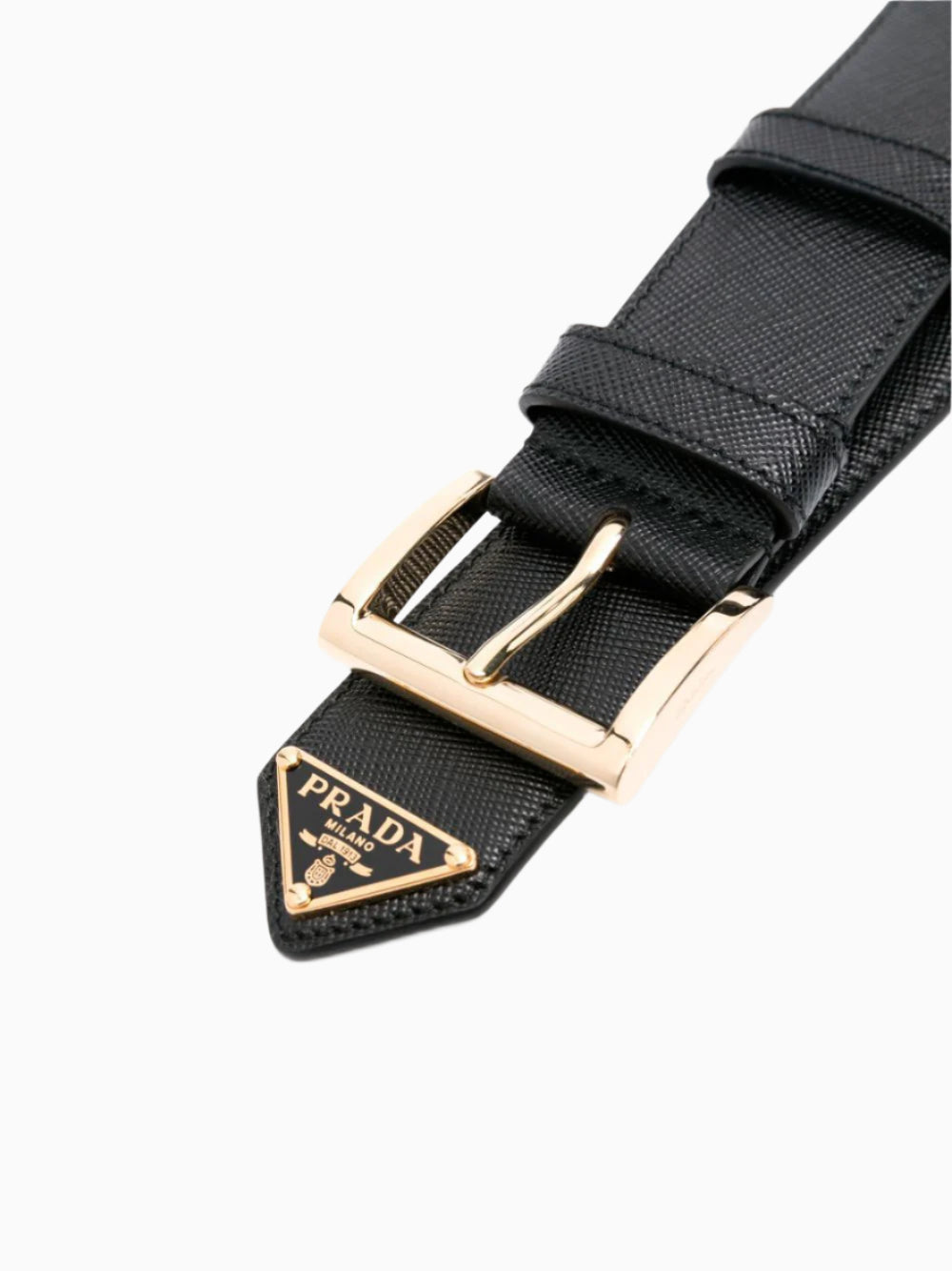 Prada Style Logo Plaque Belt 78 Navy detail 3