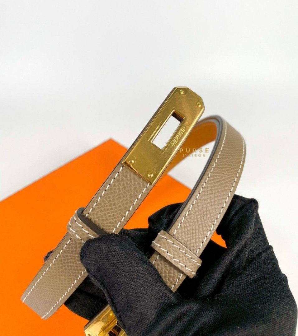 H Style Kelly-Style 32mm Belt Etoupe / Gold detail 3