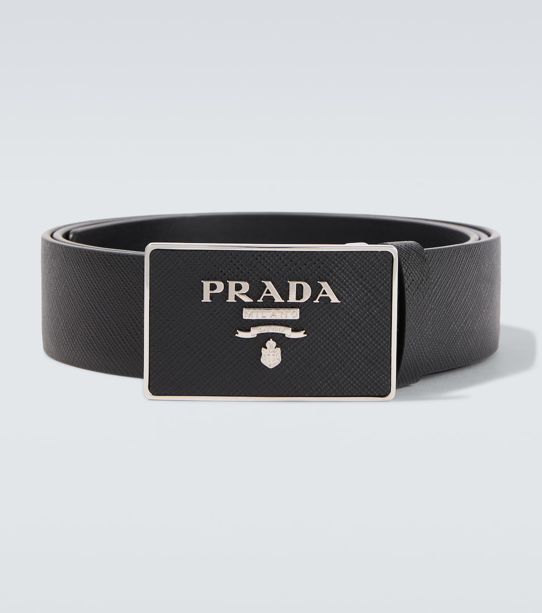 Prada Style Saffiano Logo Belt Nero detail 4