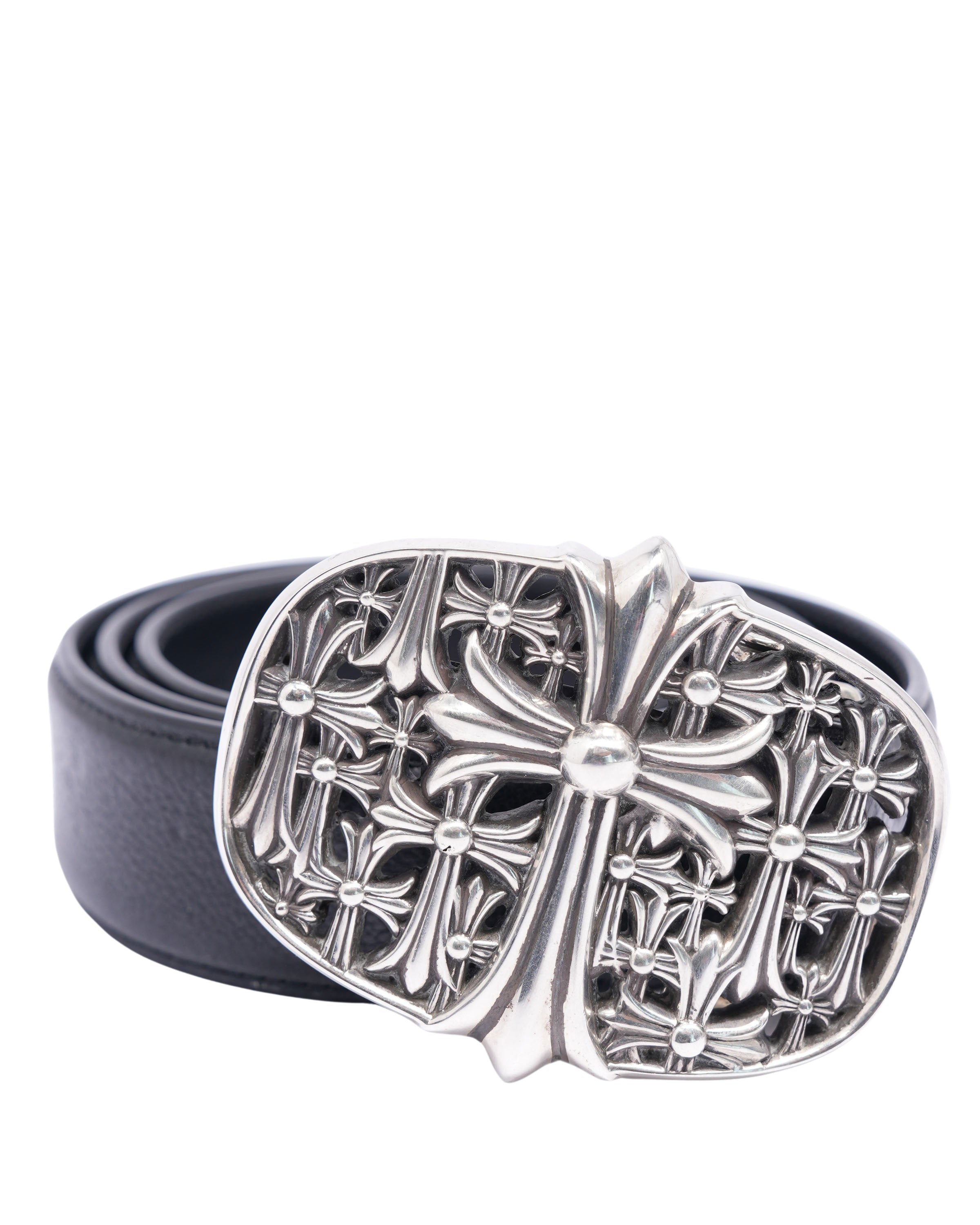 Chrome Hearts Style Cross Chain Belt Silver / Black detail 2