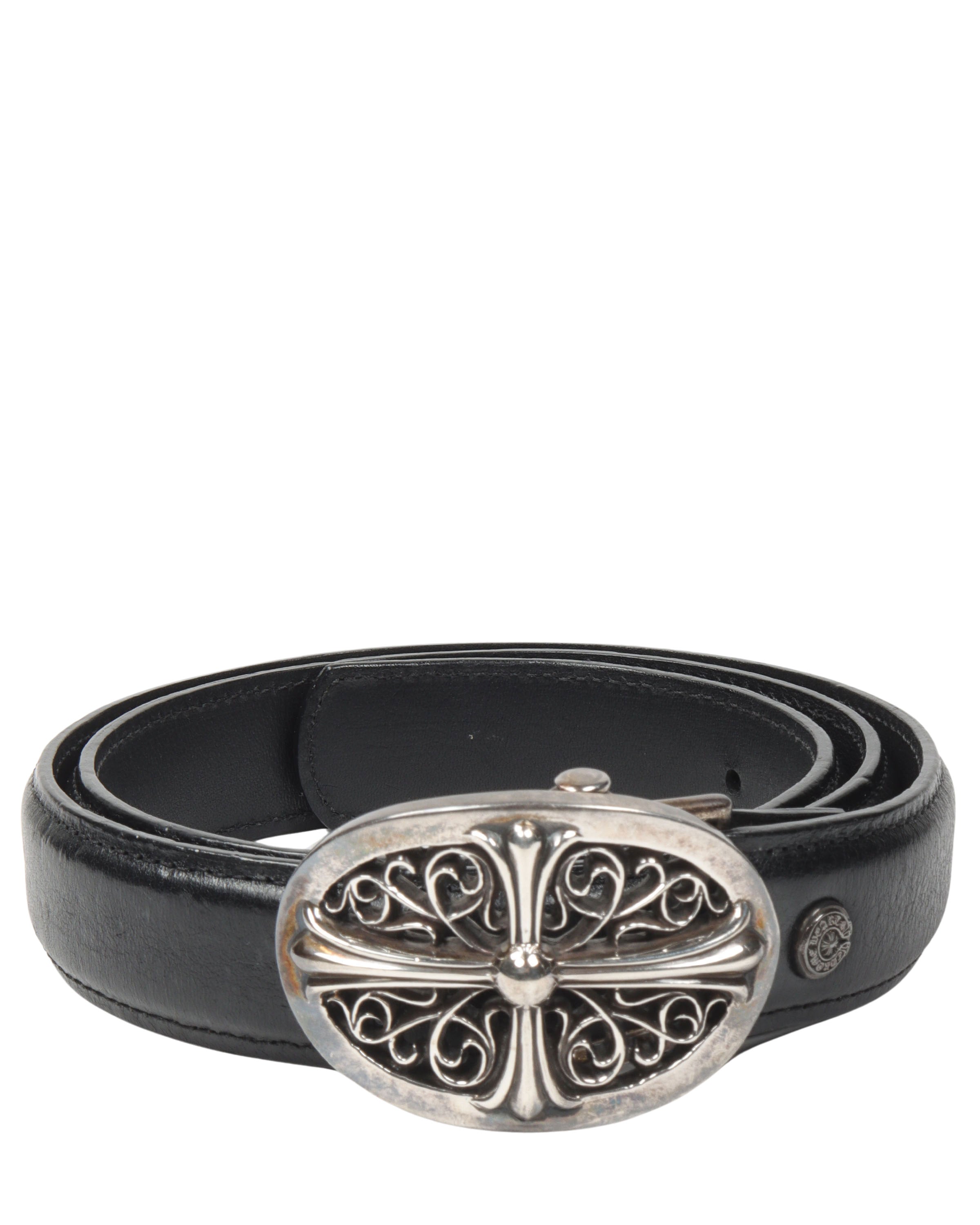 Chrome Hearts Style Cross Chain Belt Silver / Black detail 3