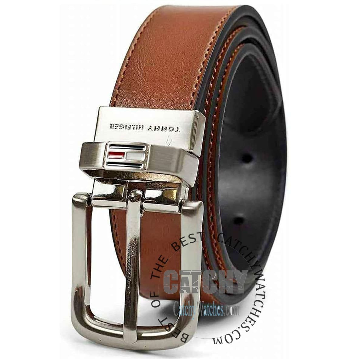 Tommy Style Reversible Plaque Belt Brown / Black detail 4