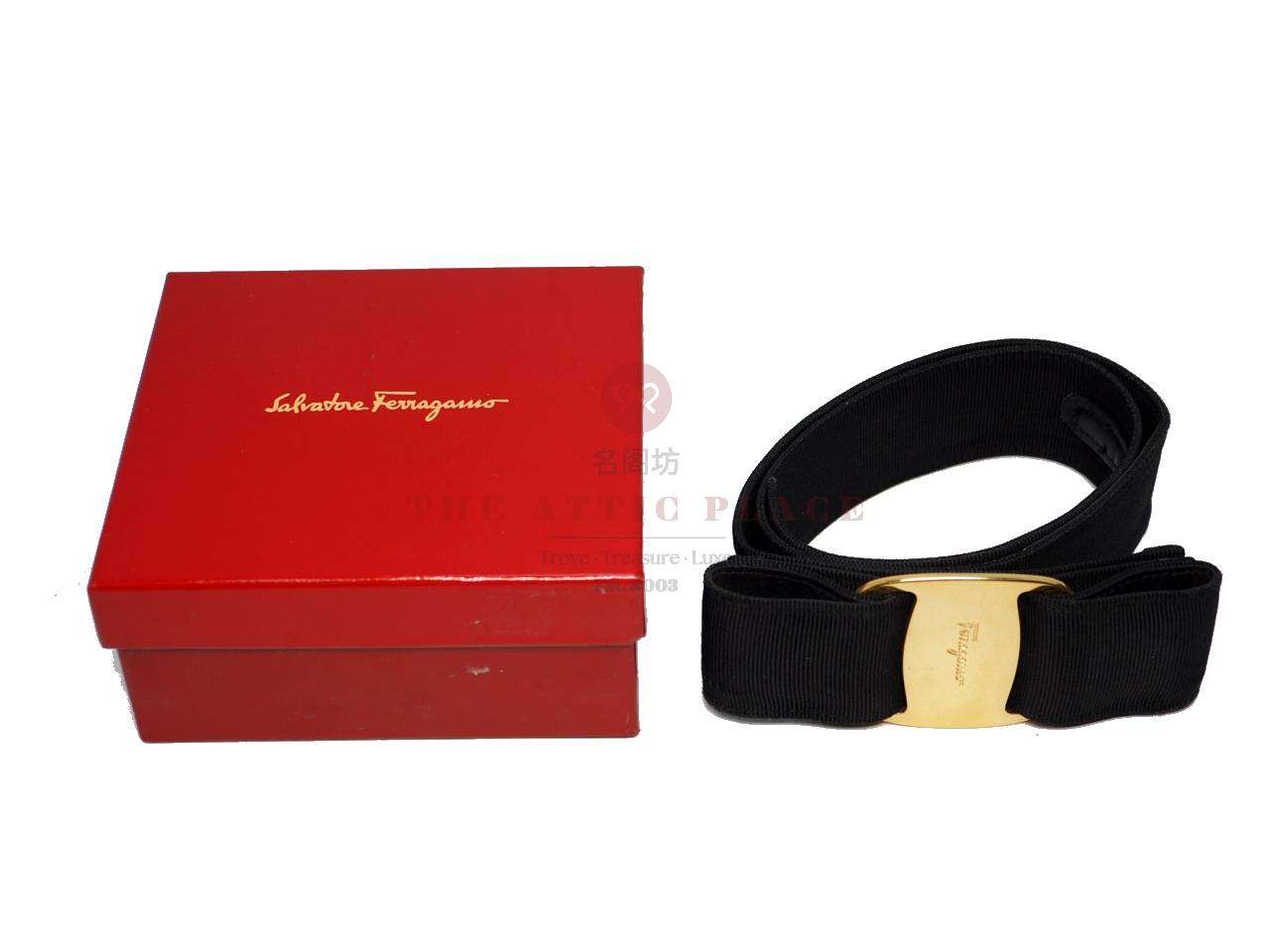 Salvatore Style Vara Bow Skinny Belt Nero / Gold detail 2