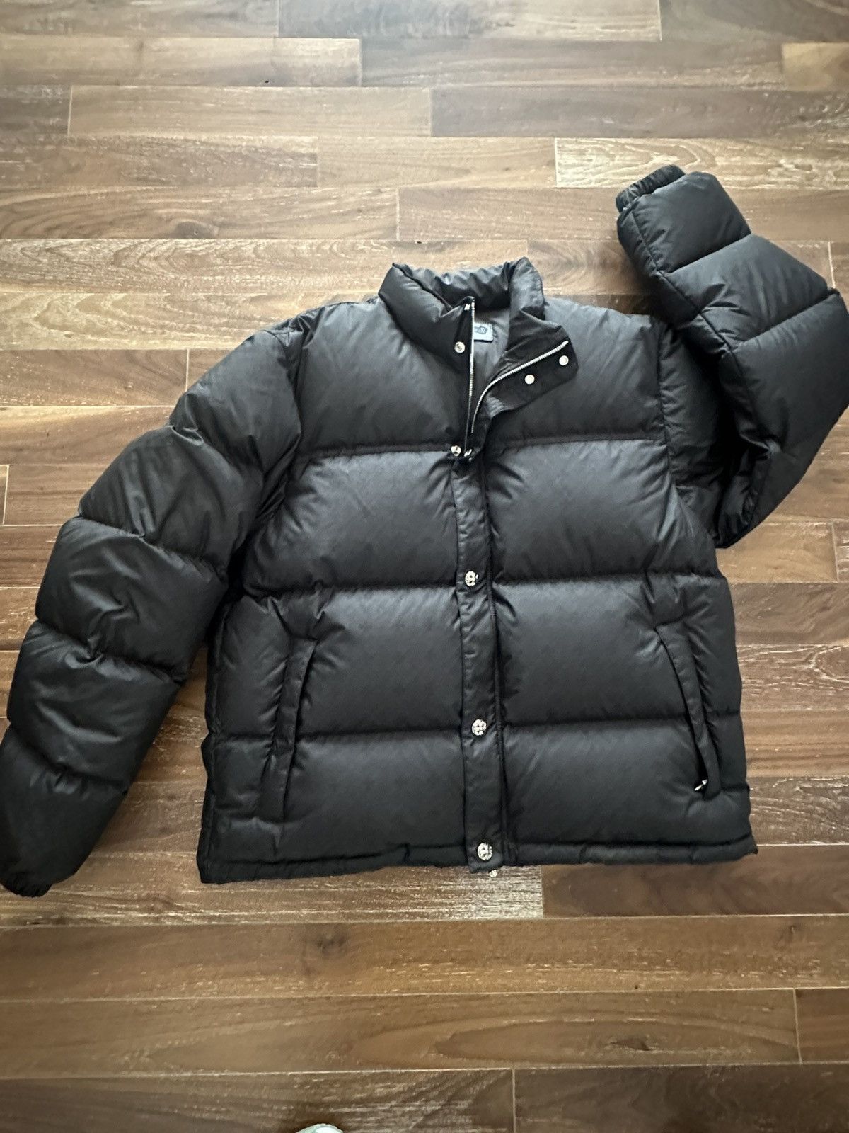 Chrome Hearts Style Puffer Jacket 40 Charcoal detail 3
