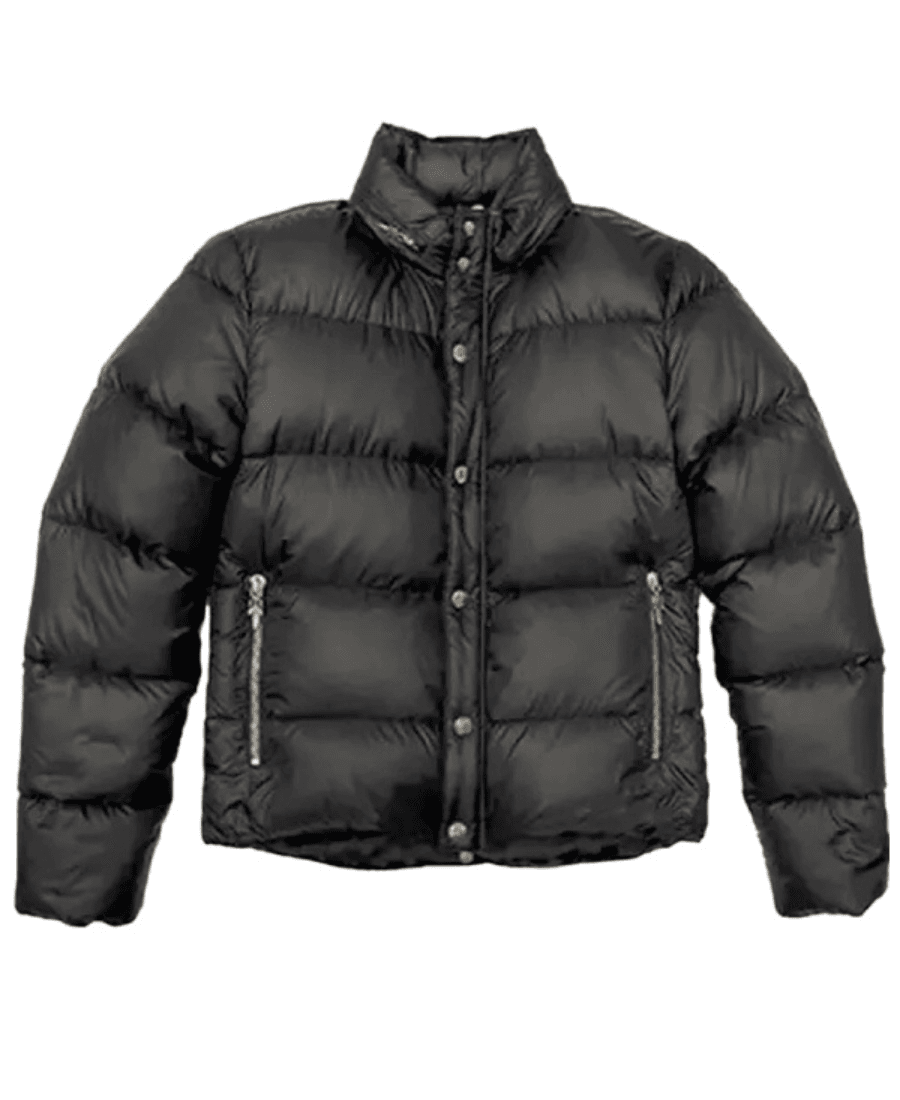 Chrome Hearts Style Puffer Jacket 40 Charcoal detail 4