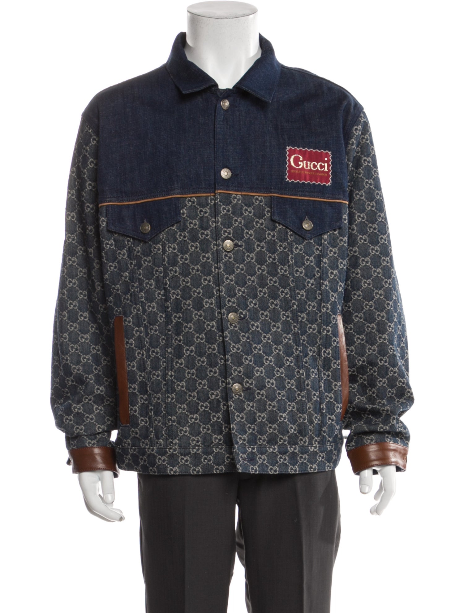 Gucci Style Denim Trucker 55 Cement detail 4