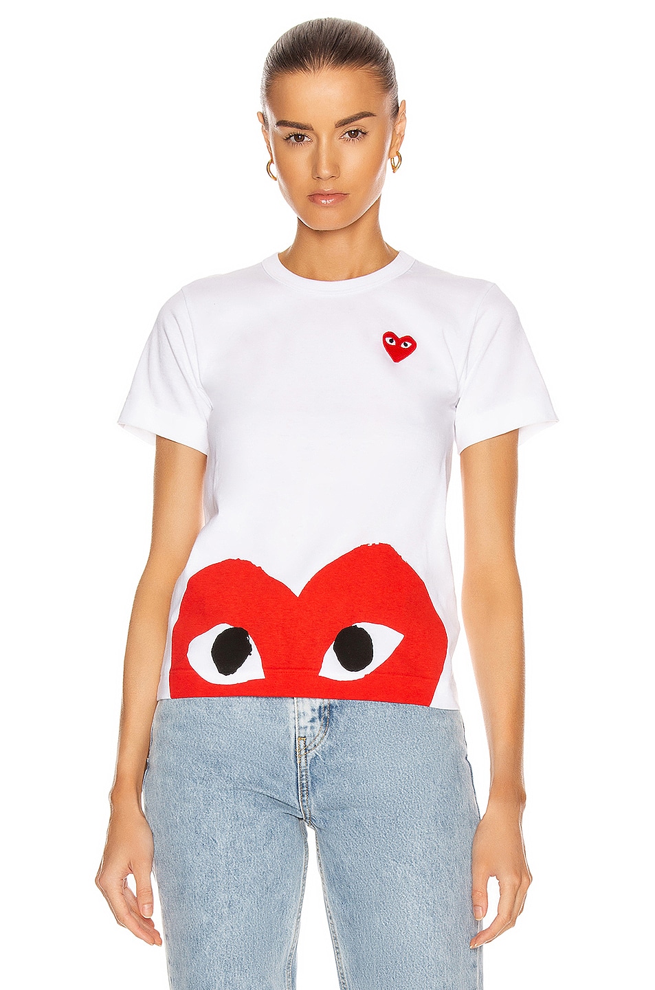 CDG Style Play Heart Tee White / Red Heart detail 2