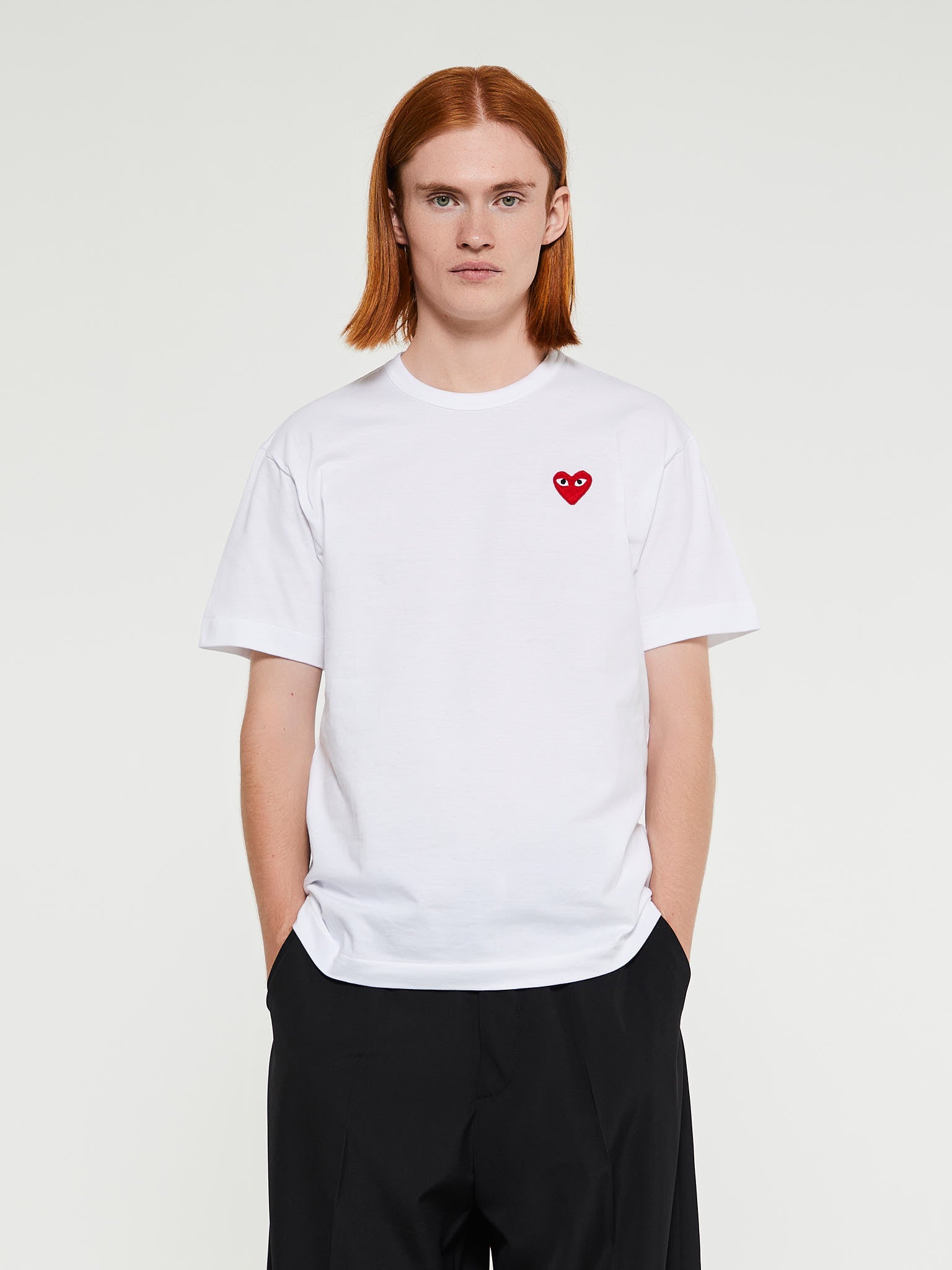 CDG Style Play Heart Tee White / Red Heart detail 3