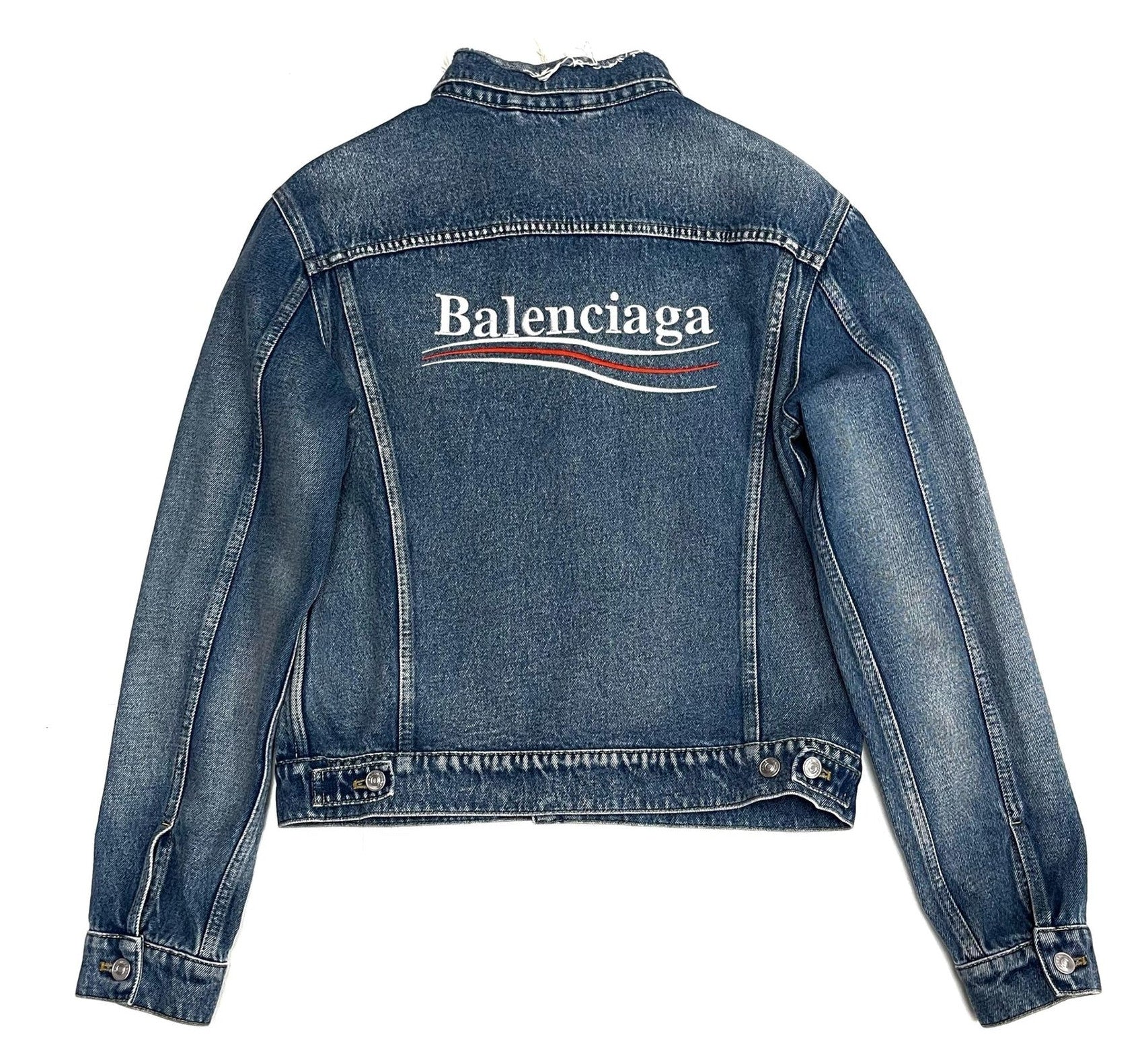 Balenciaga Style Denim Trucker 67 Forest detail 3