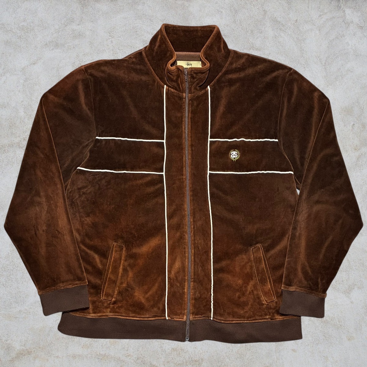 Stussy Style Track Jacket 77 Chocolate detail 3