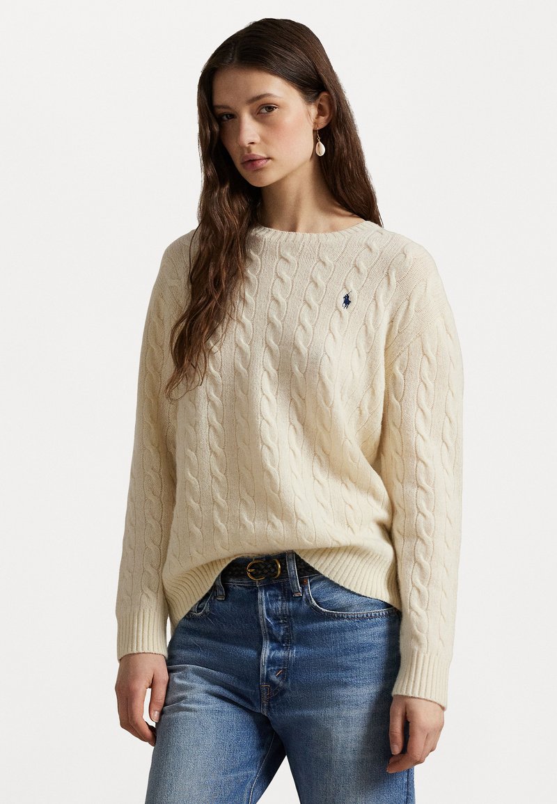 Polo Cable-Knit Sweater Cream detail 2