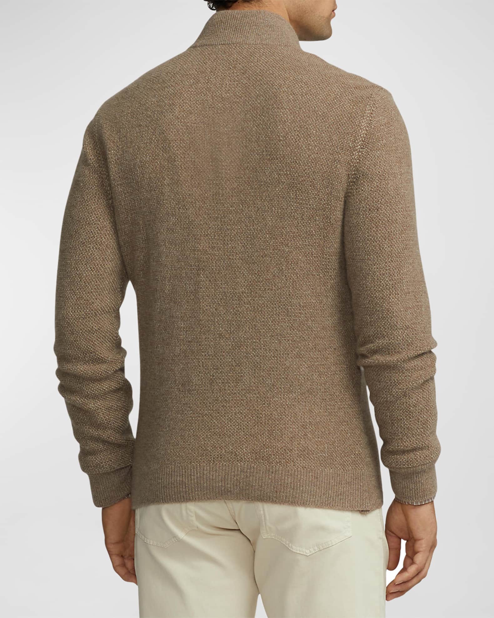LP Style Cashmere Quarter Zip Almond detail 2