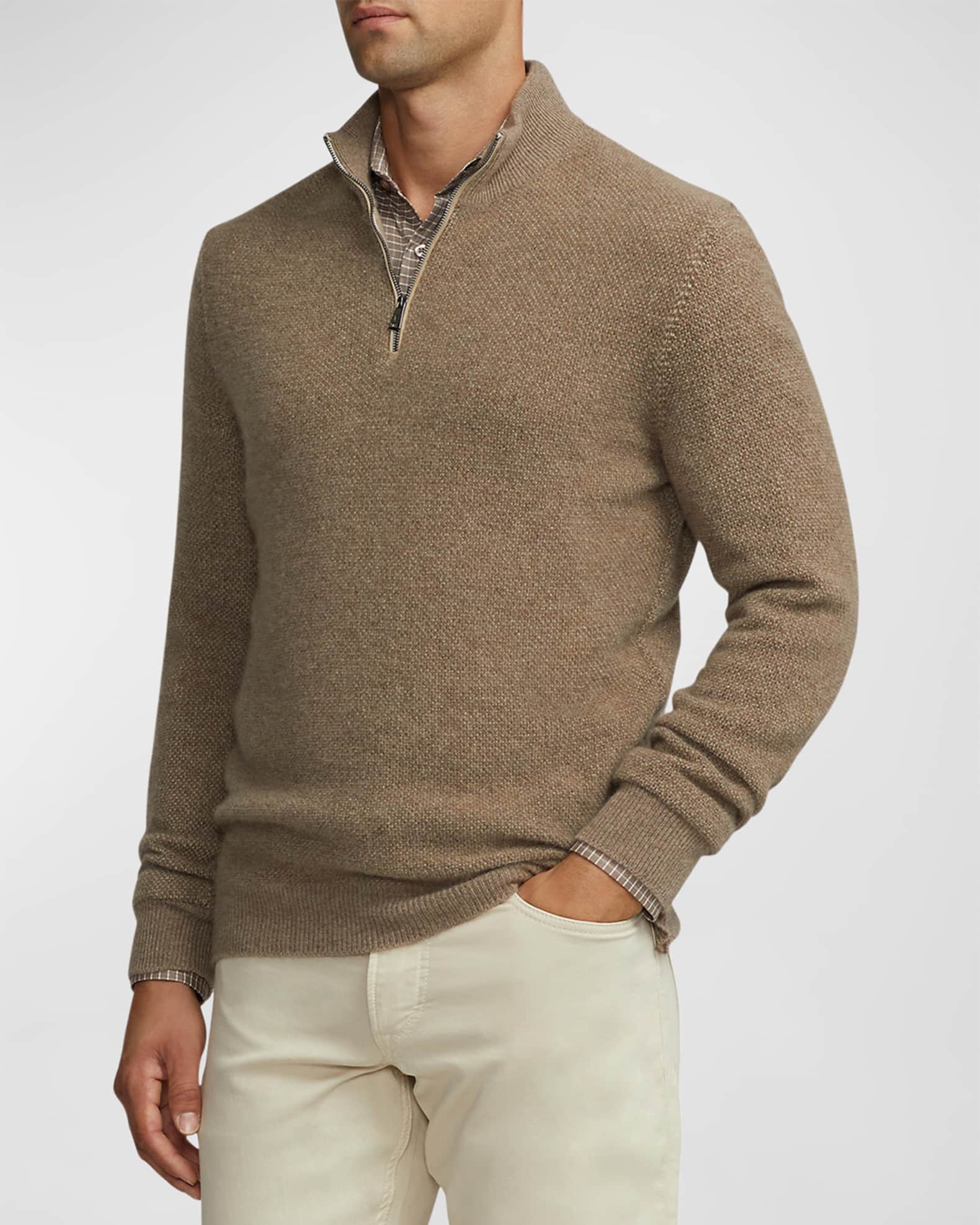 LP Style Cashmere Quarter Zip Almond detail 3